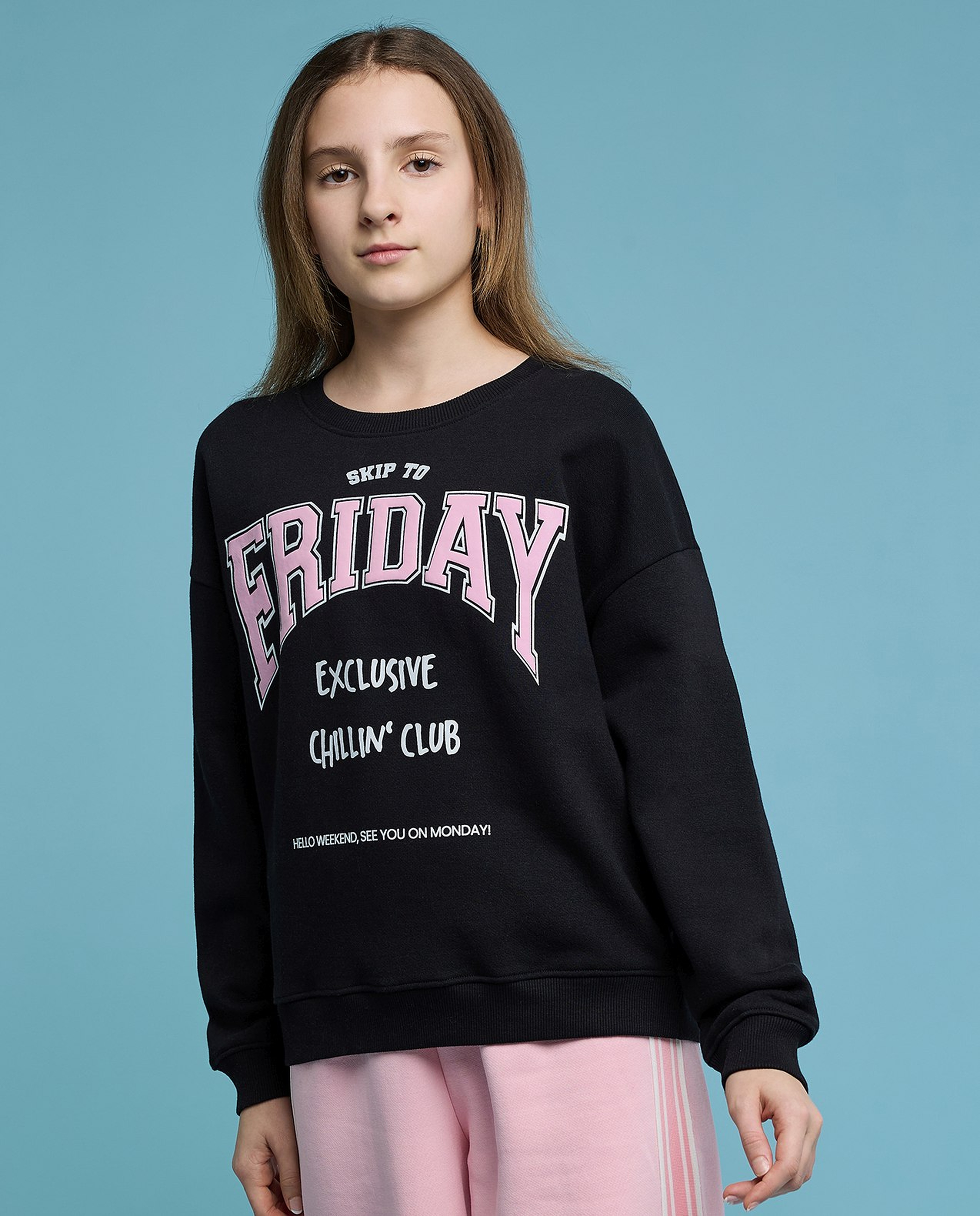 Printed Sweatshirt with Crew Neck and Long Sleeves