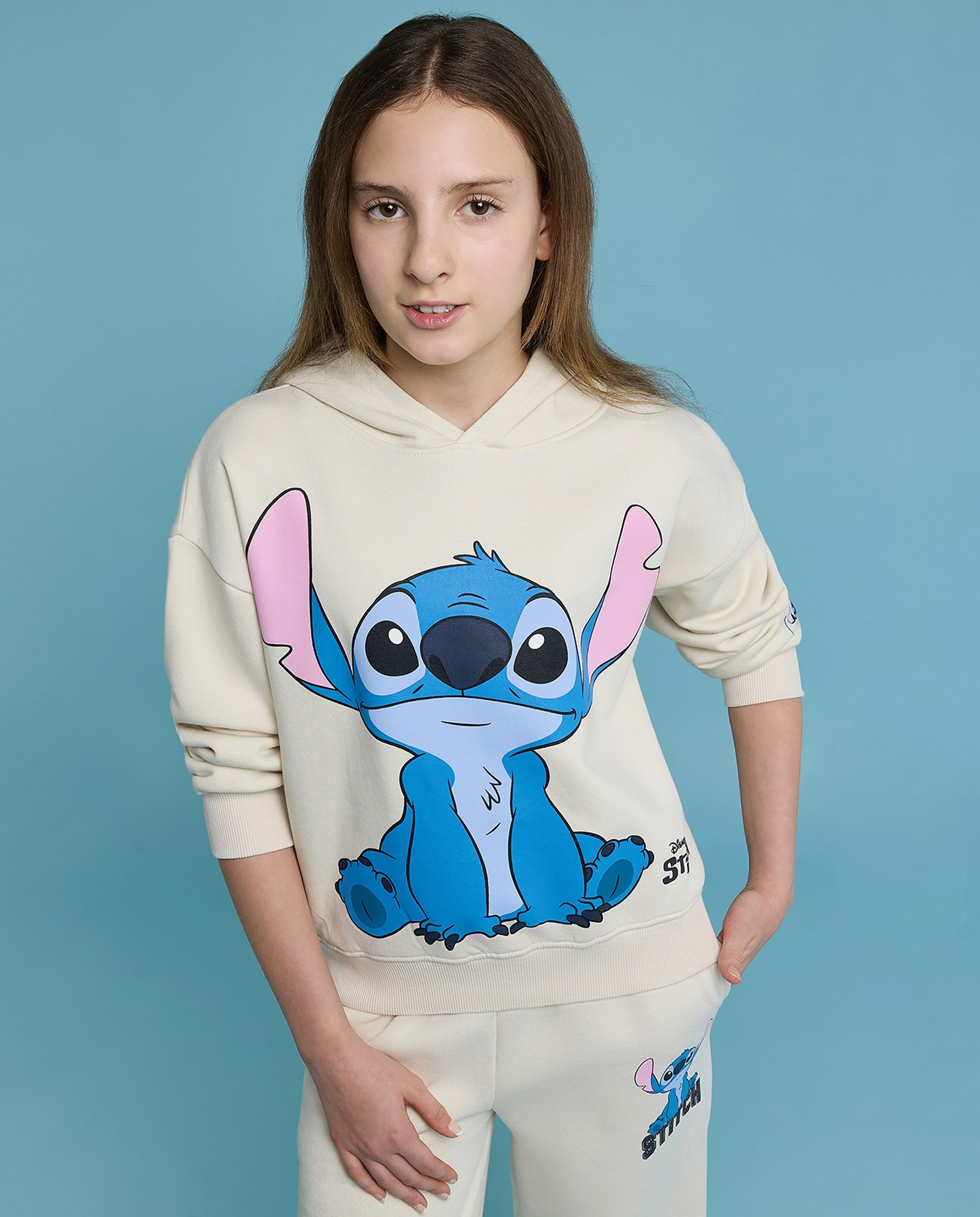 Stitch Printed Hooded Sweatsuit Set