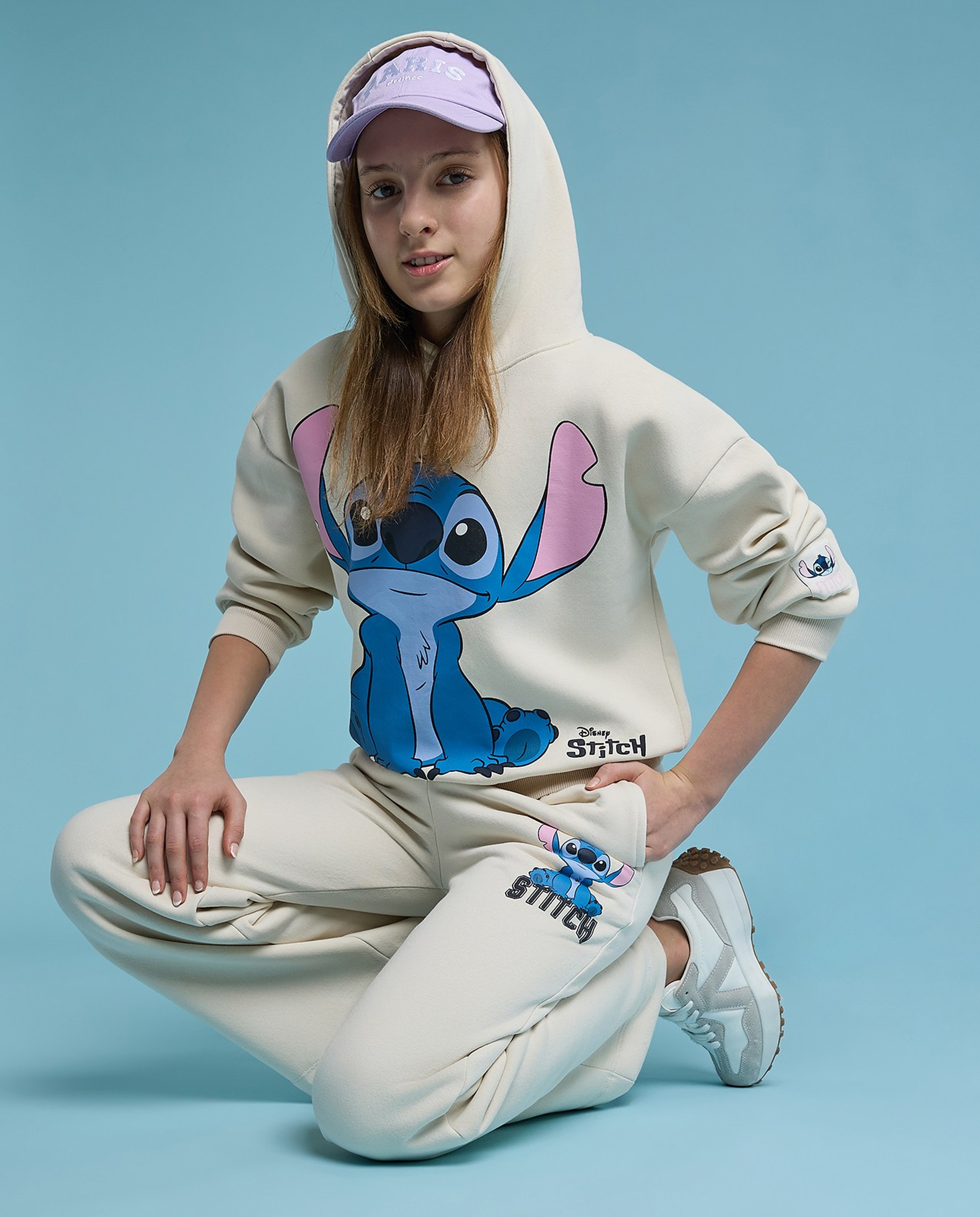 Stitch Printed Hooded Sweatsuit Set