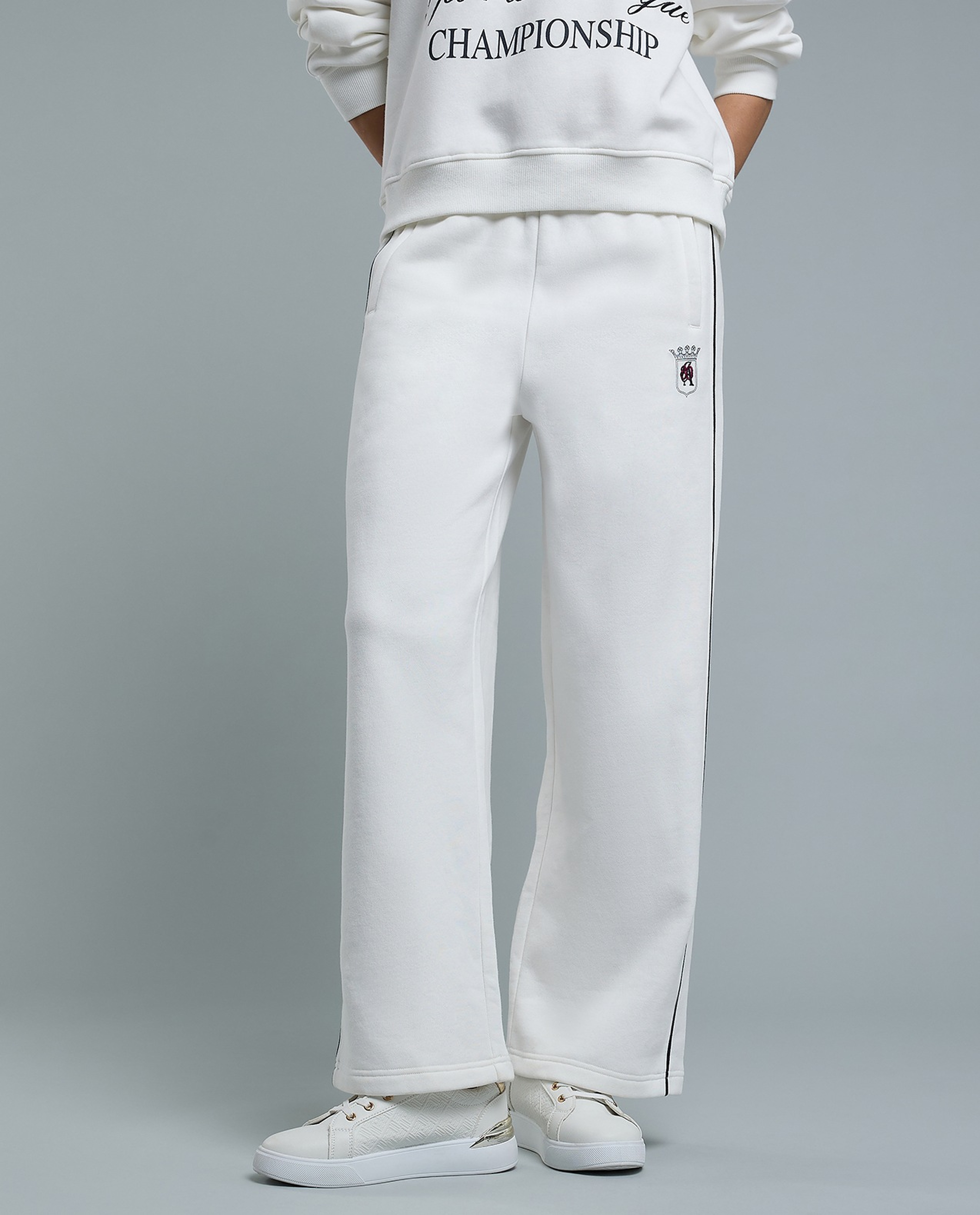 Embroidery Detail Sweatpants with Elastic Waist