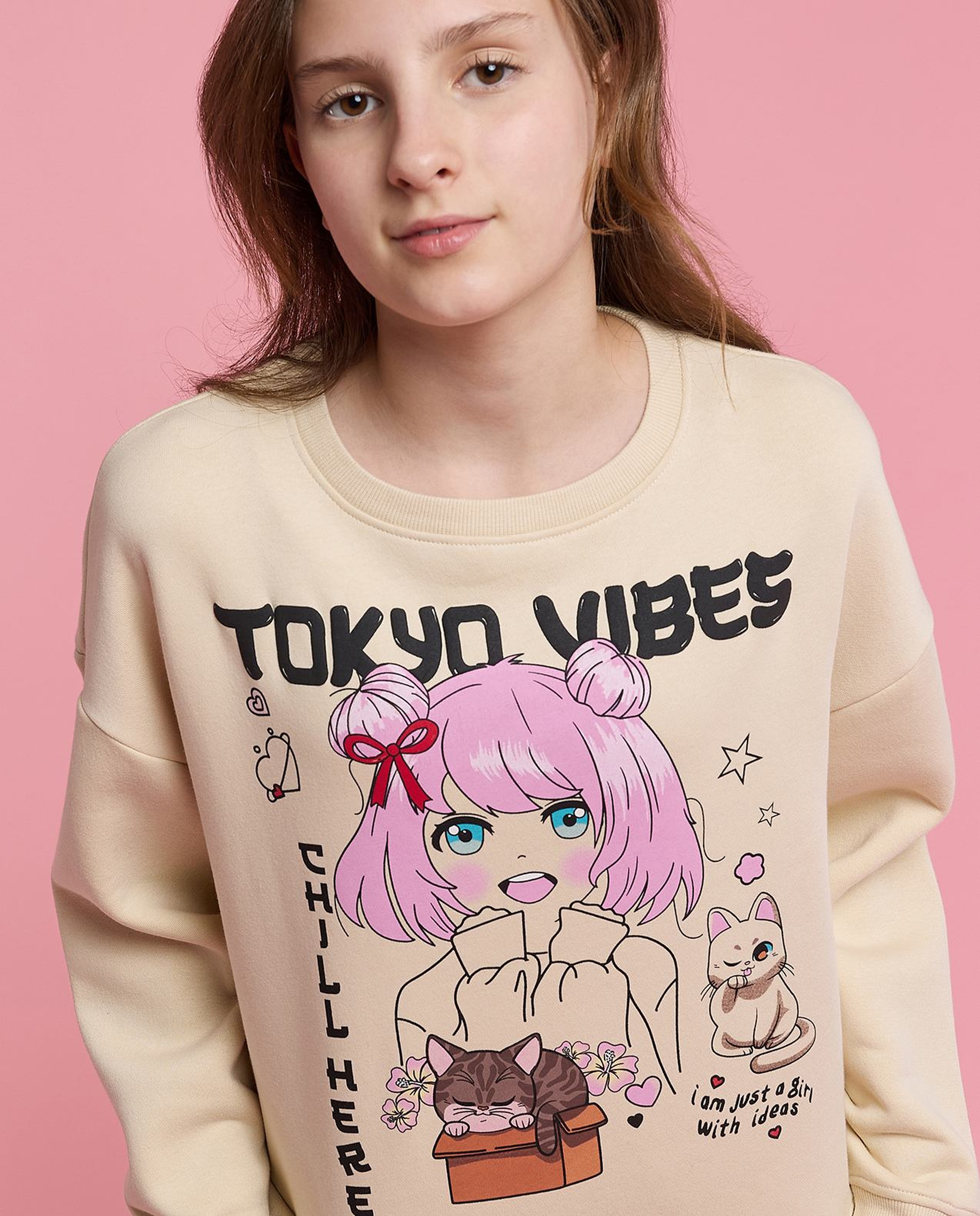Printed Sweatshirt with Crew Neck and Long Sleeves