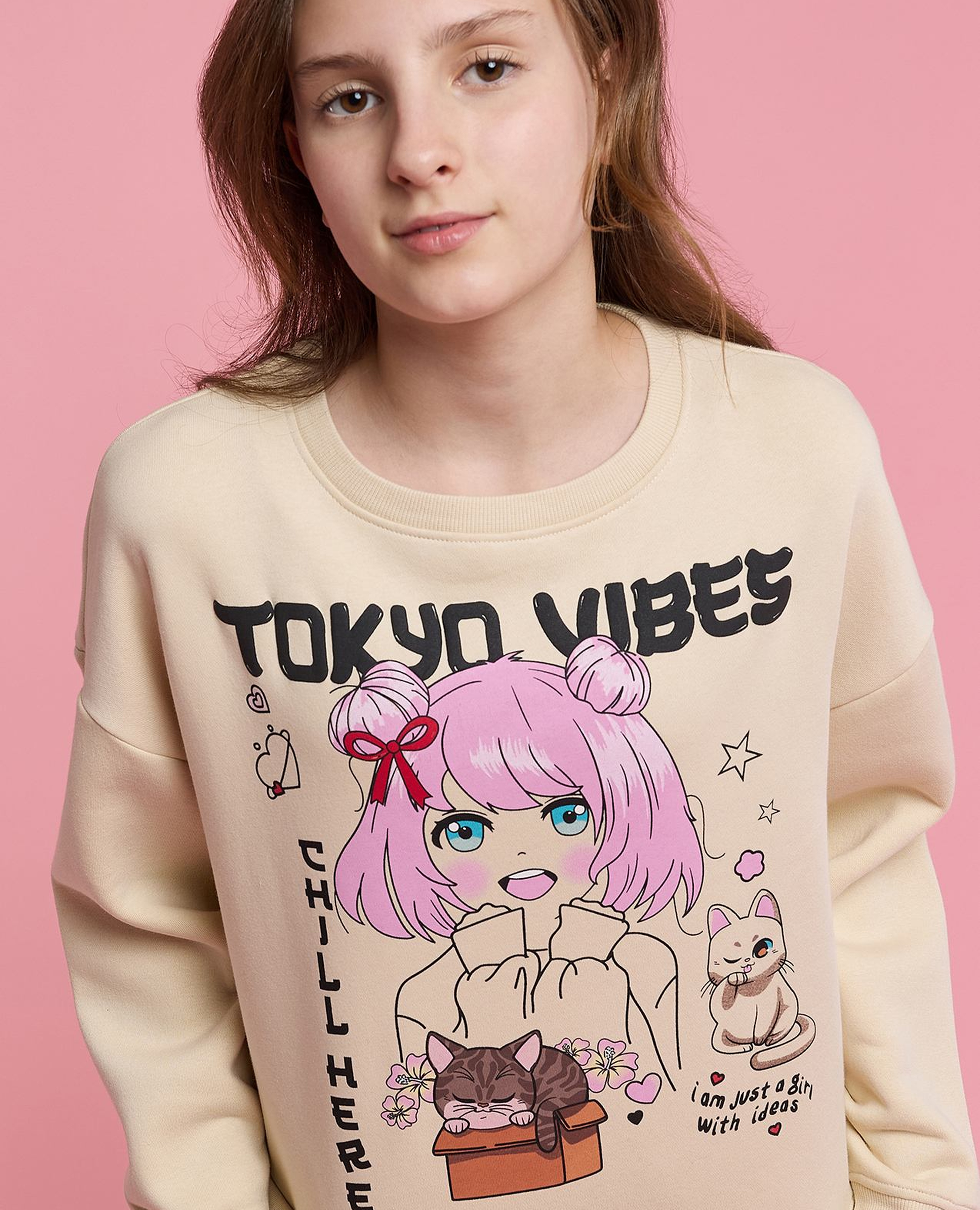Printed Sweatshirt with Crew Neck and Long Sleeves