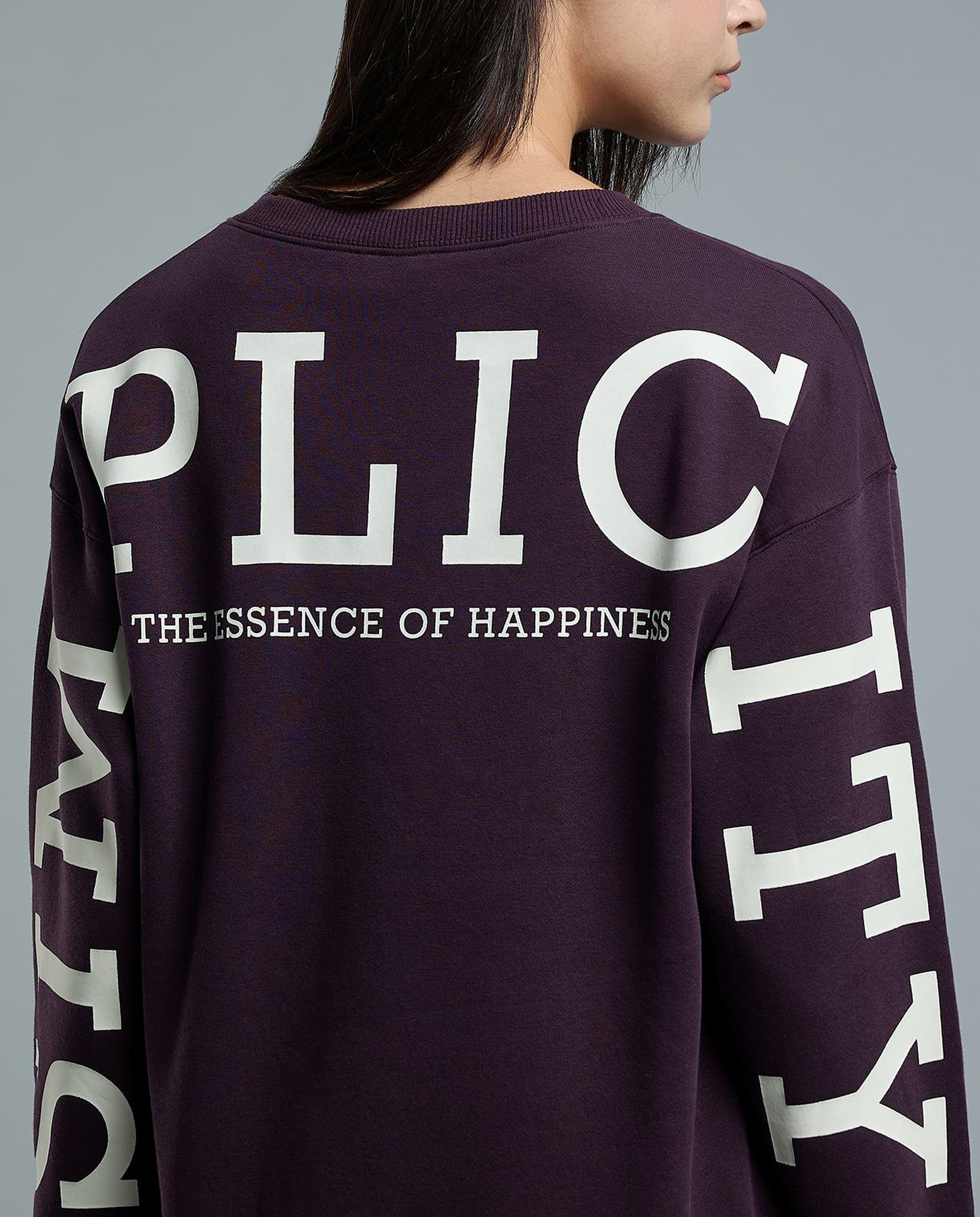 Back Printed Sweatshirt with Crew Neck and Long Sleeves