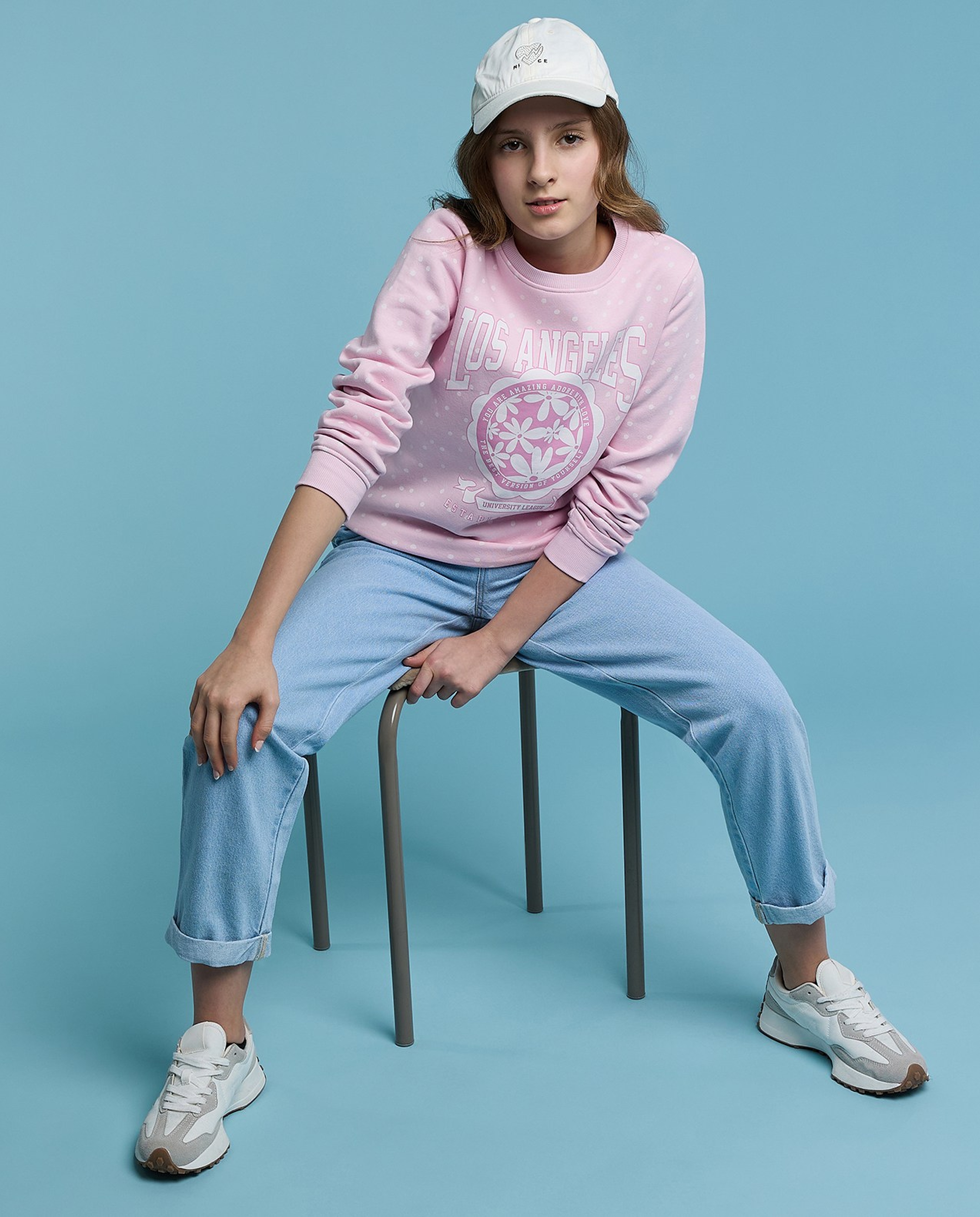 Printed Sweatshirt with Crew Neck and Long Sleeves