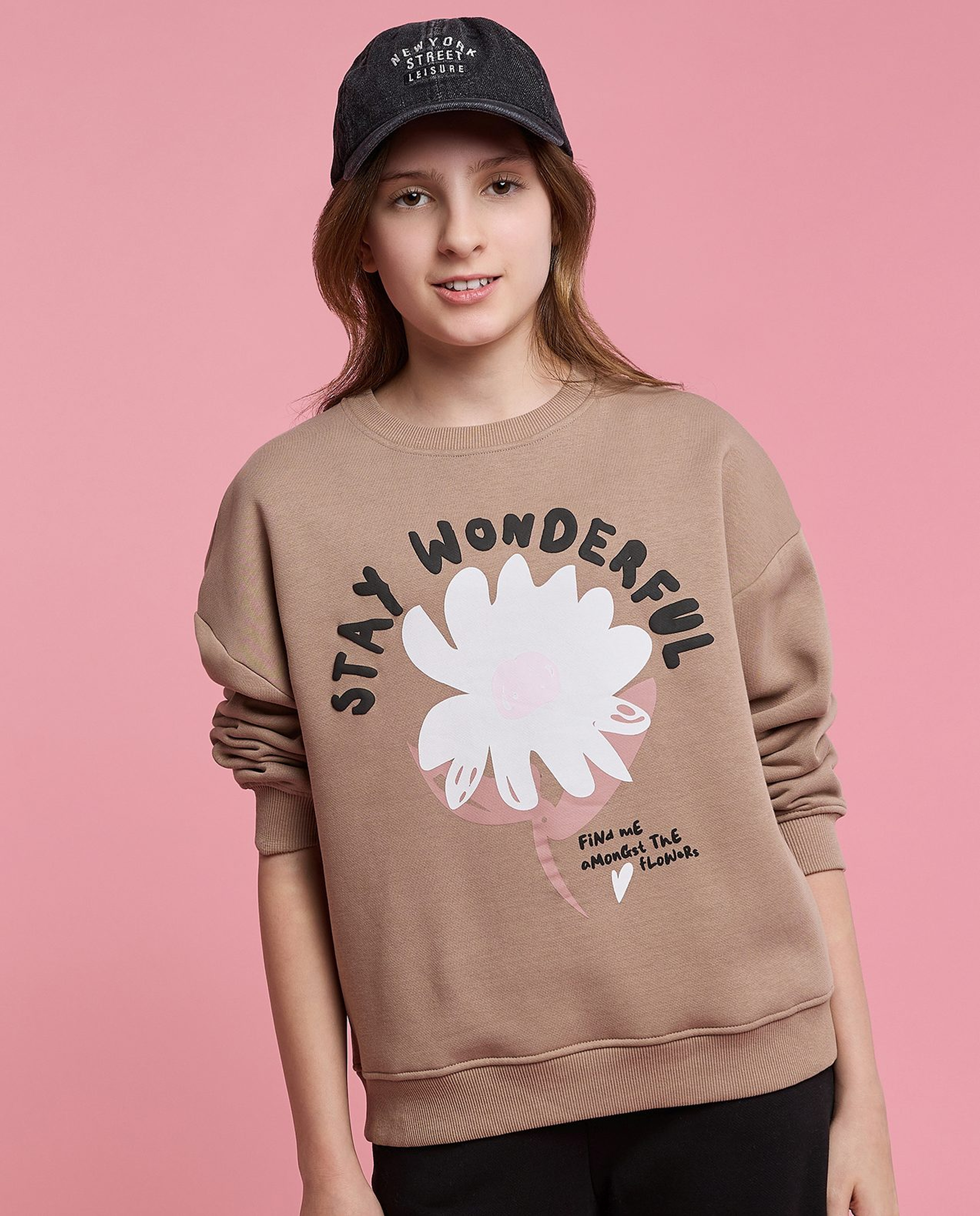 Printed Sweatshirt with Crew Neck and Long Sleeves