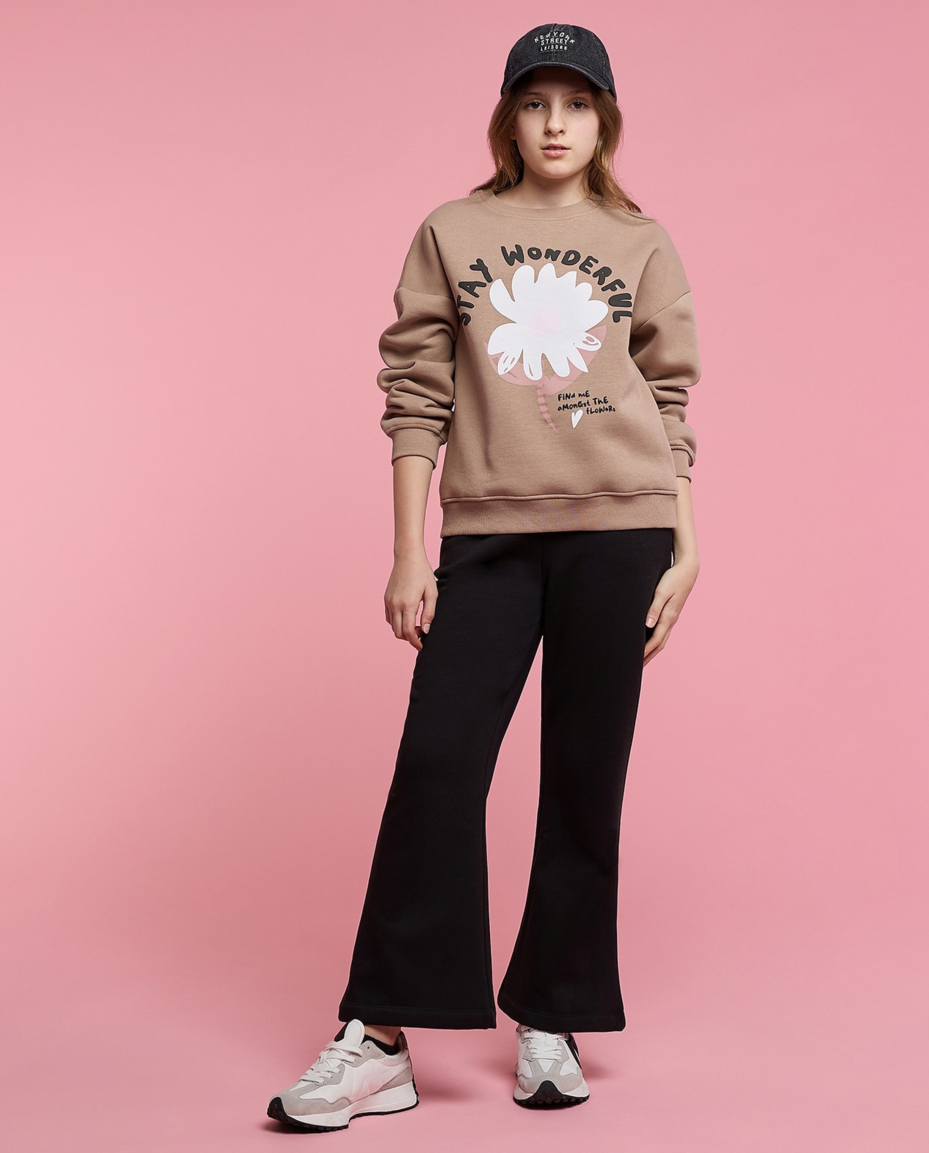 Printed Sweatshirt with Crew Neck and Long Sleeves