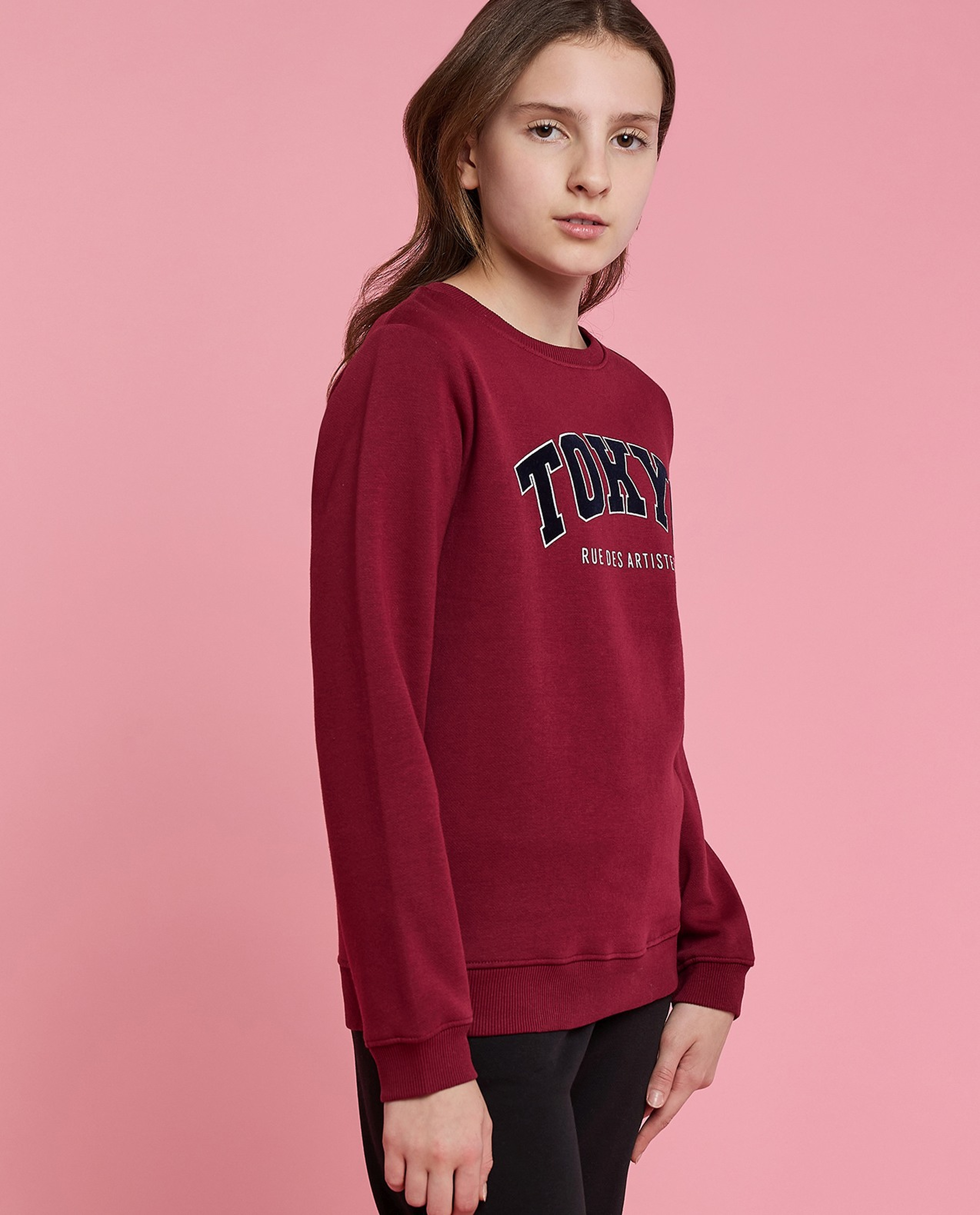 Printed Sweatshirt with Crew Neck and Long Sleeves