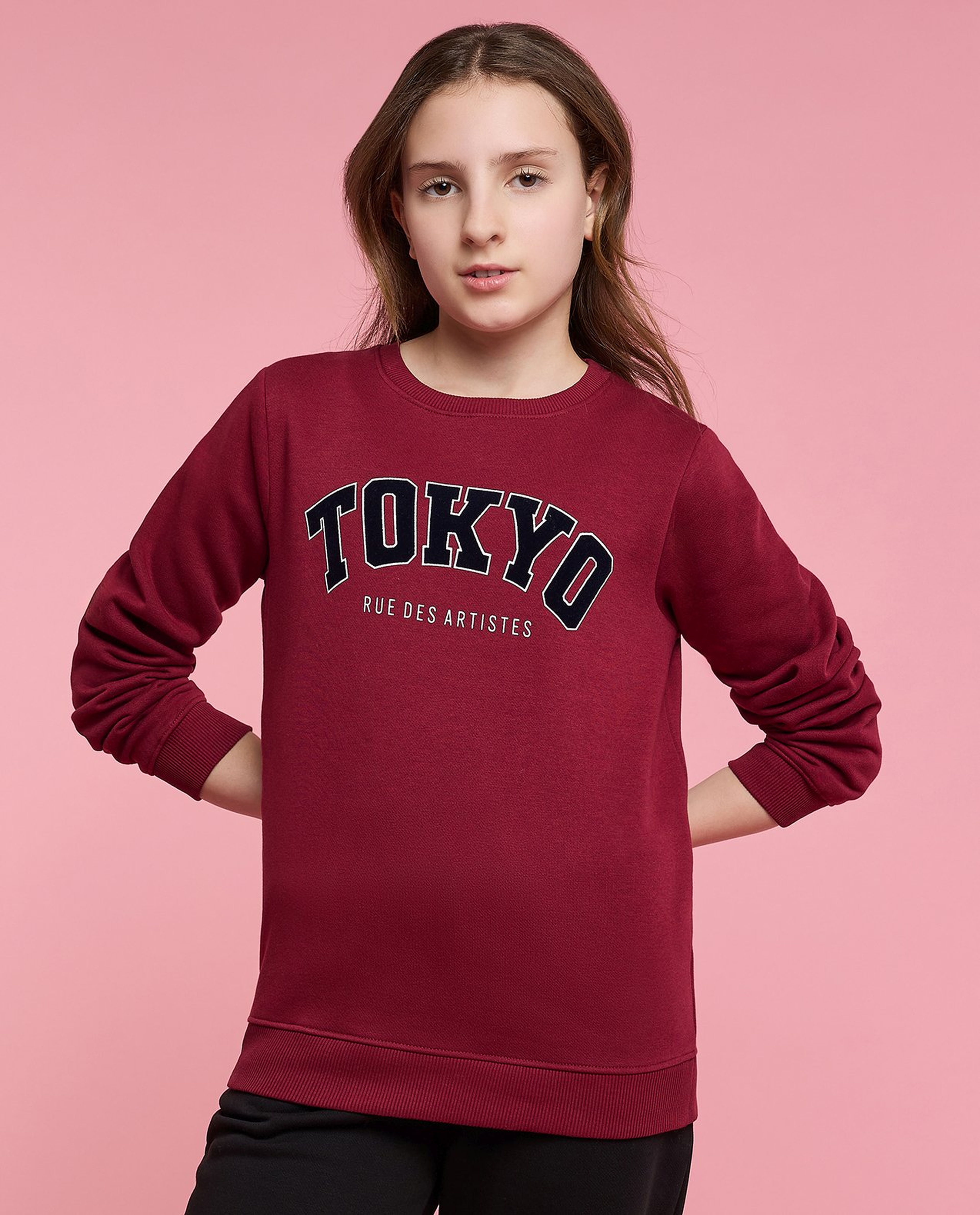 Printed Sweatshirt with Crew Neck and Long Sleeves