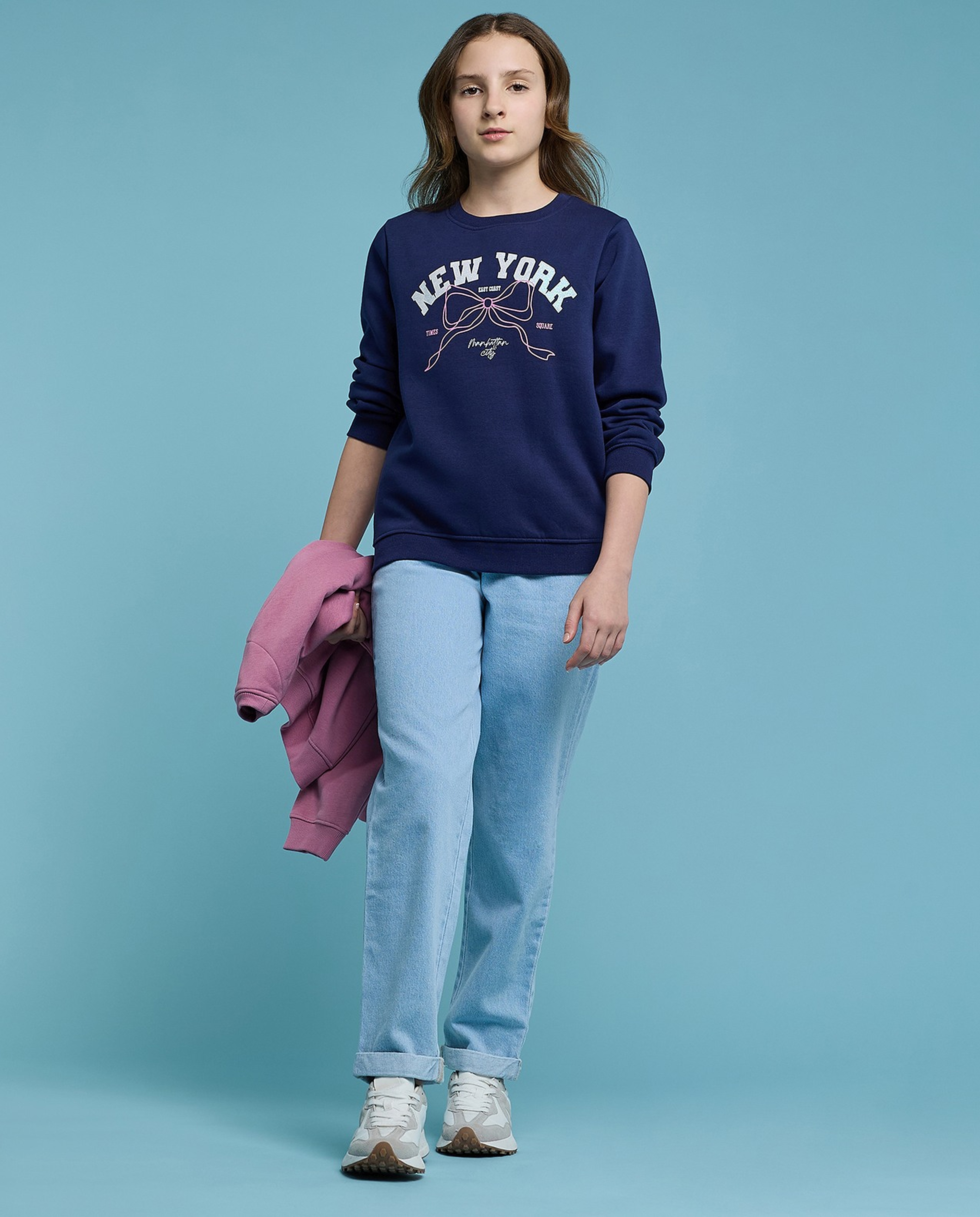 Printed Sweatshirt with Crew Neck and Long Sleeves