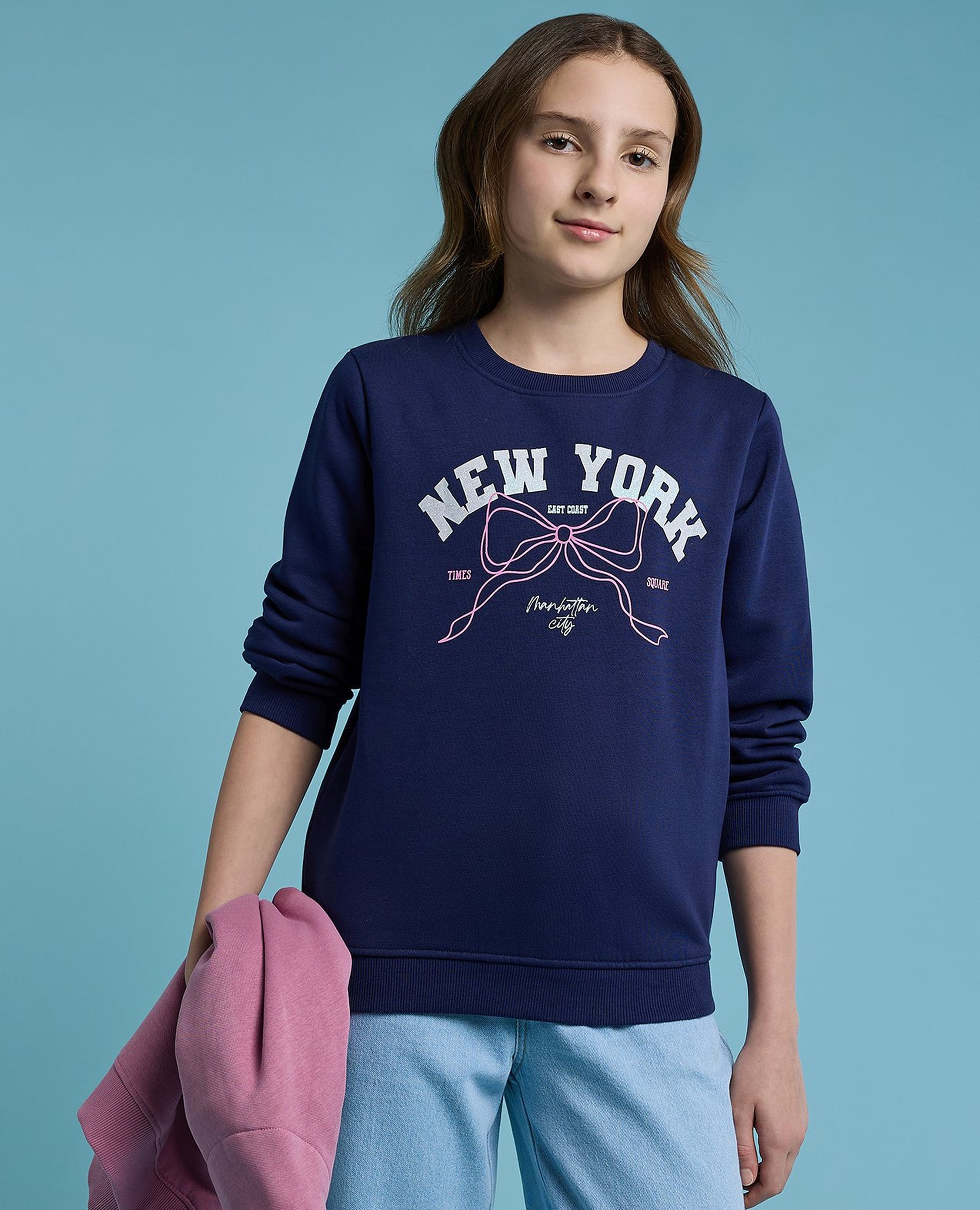 Printed Sweatshirt with Crew Neck and Long Sleeves