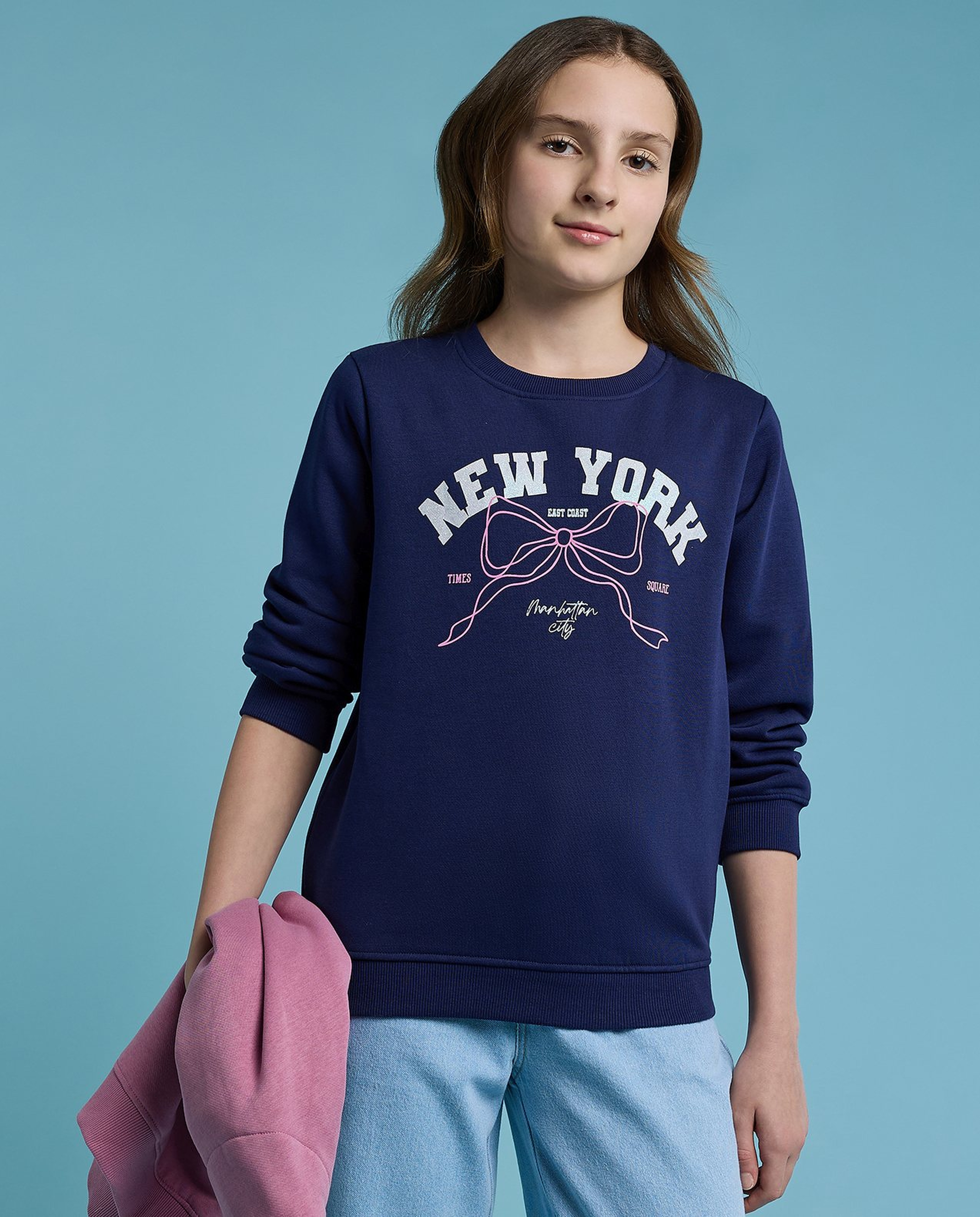 Printed Sweatshirt with Crew Neck and Long Sleeves