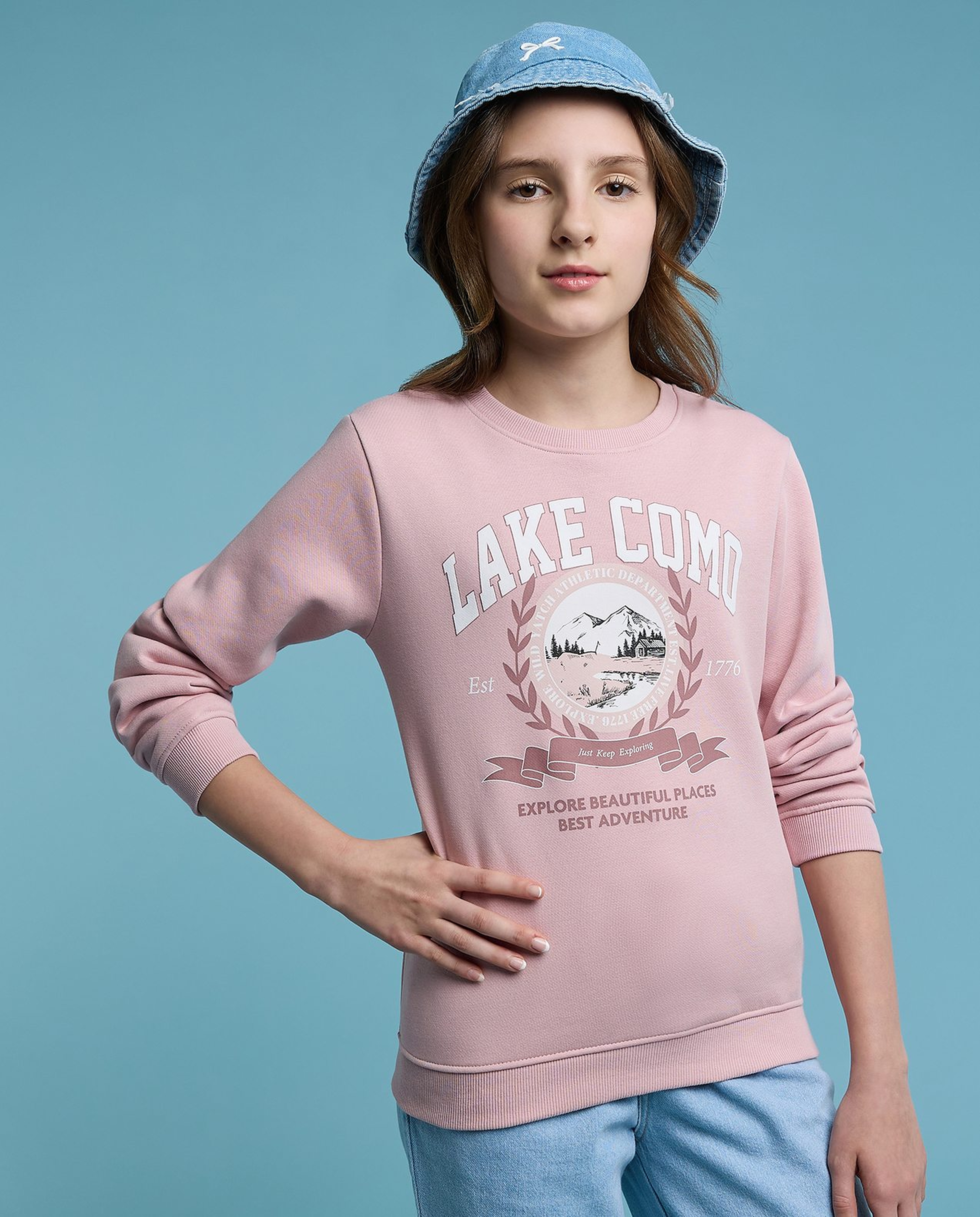 Printed Sweatshirt with Crew Neck and Long Sleeves