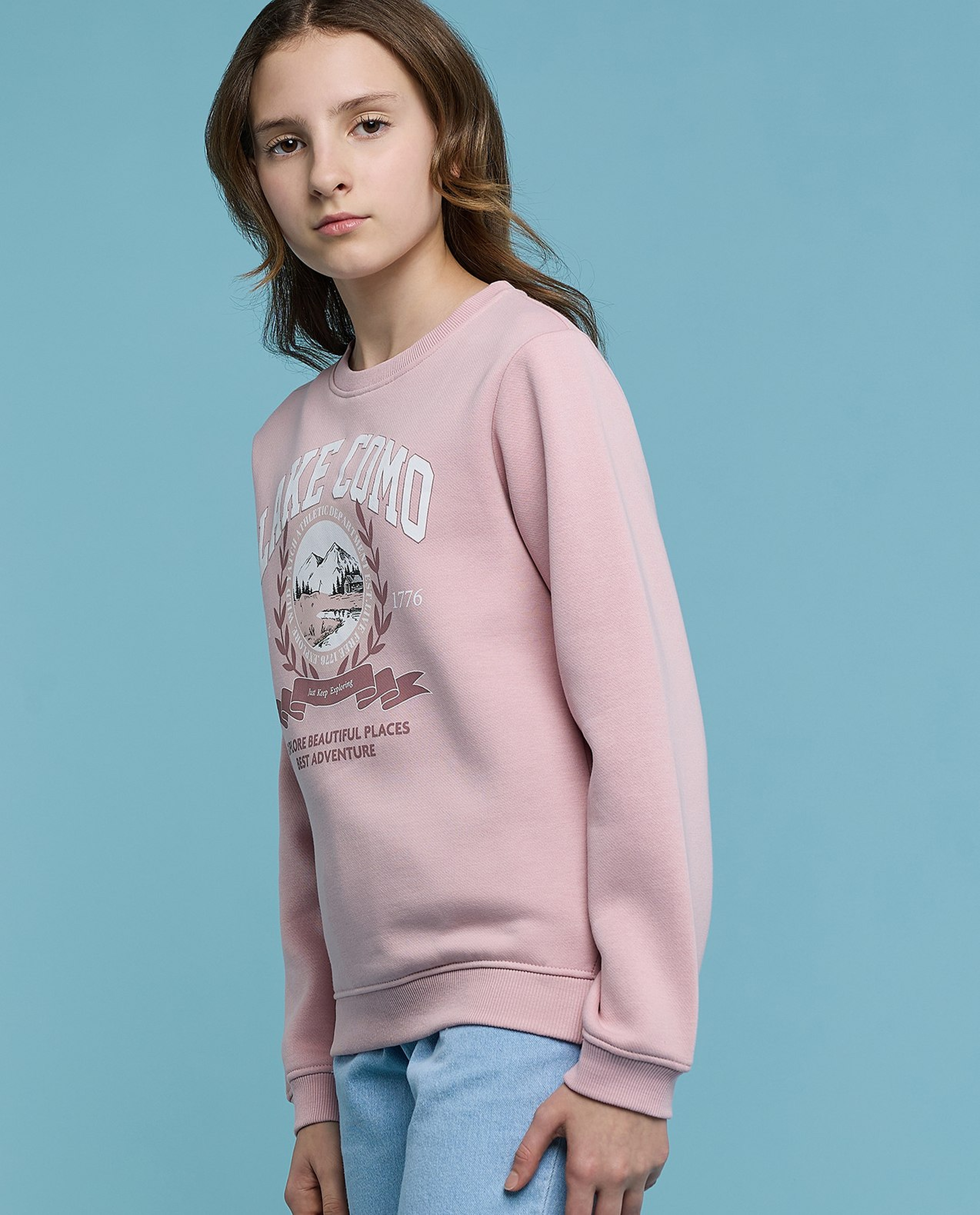 Printed Sweatshirt with Crew Neck and Long Sleeves