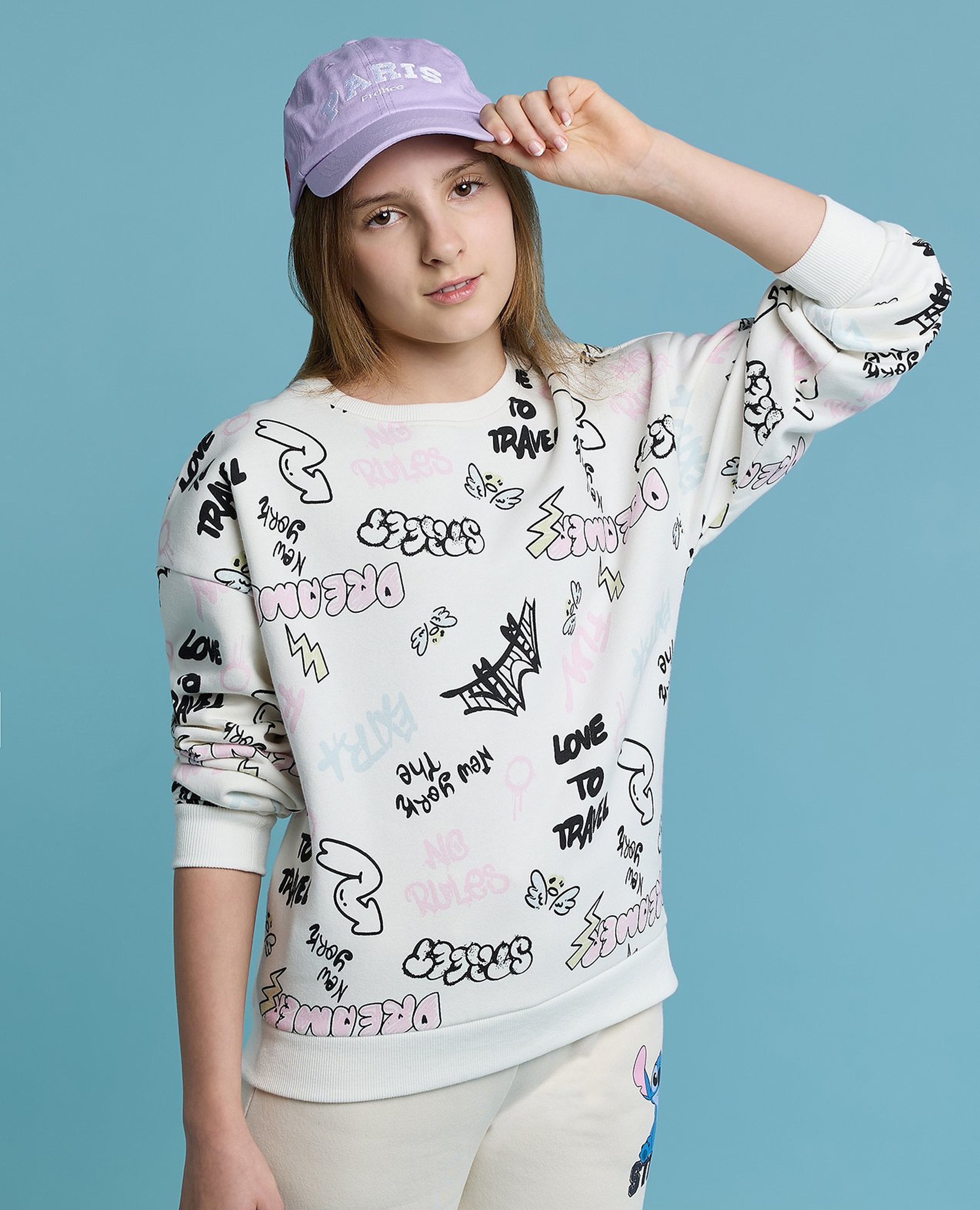 Printed Sweatshirt with Crew Neck and Long Sleeves