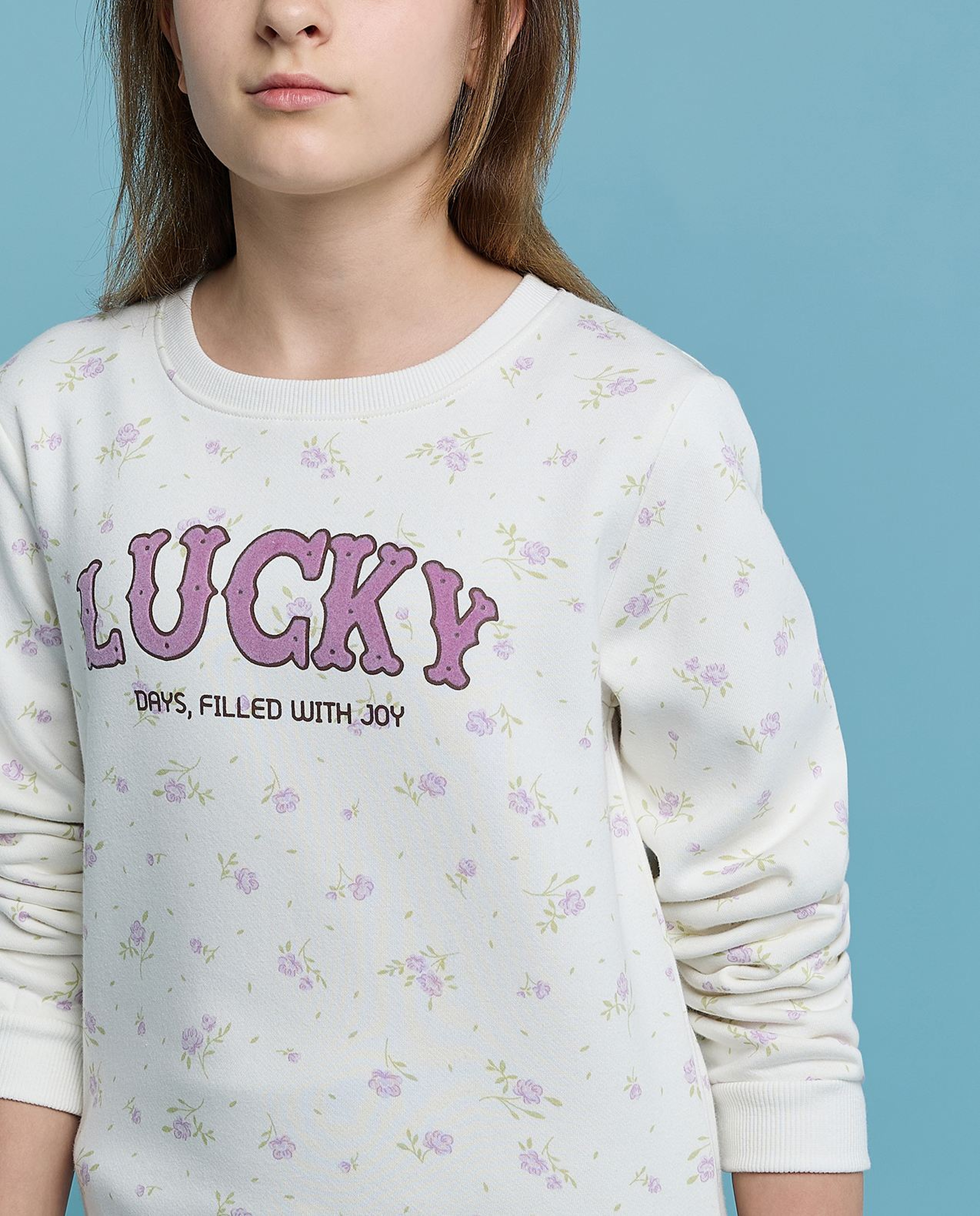 Printed Sweatshirt with Crew Neck and Long Sleeves