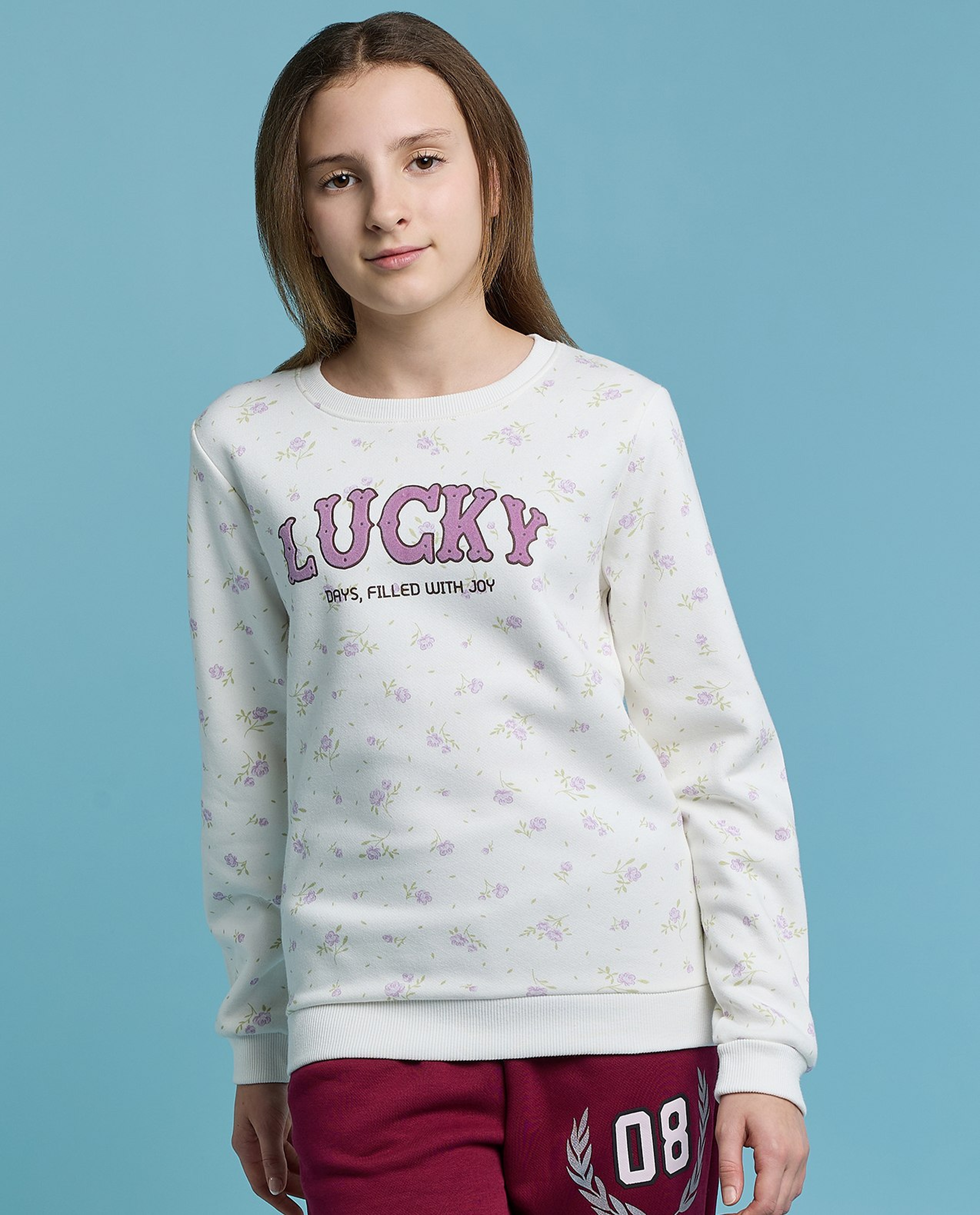 Printed Sweatshirt with Crew Neck and Long Sleeves