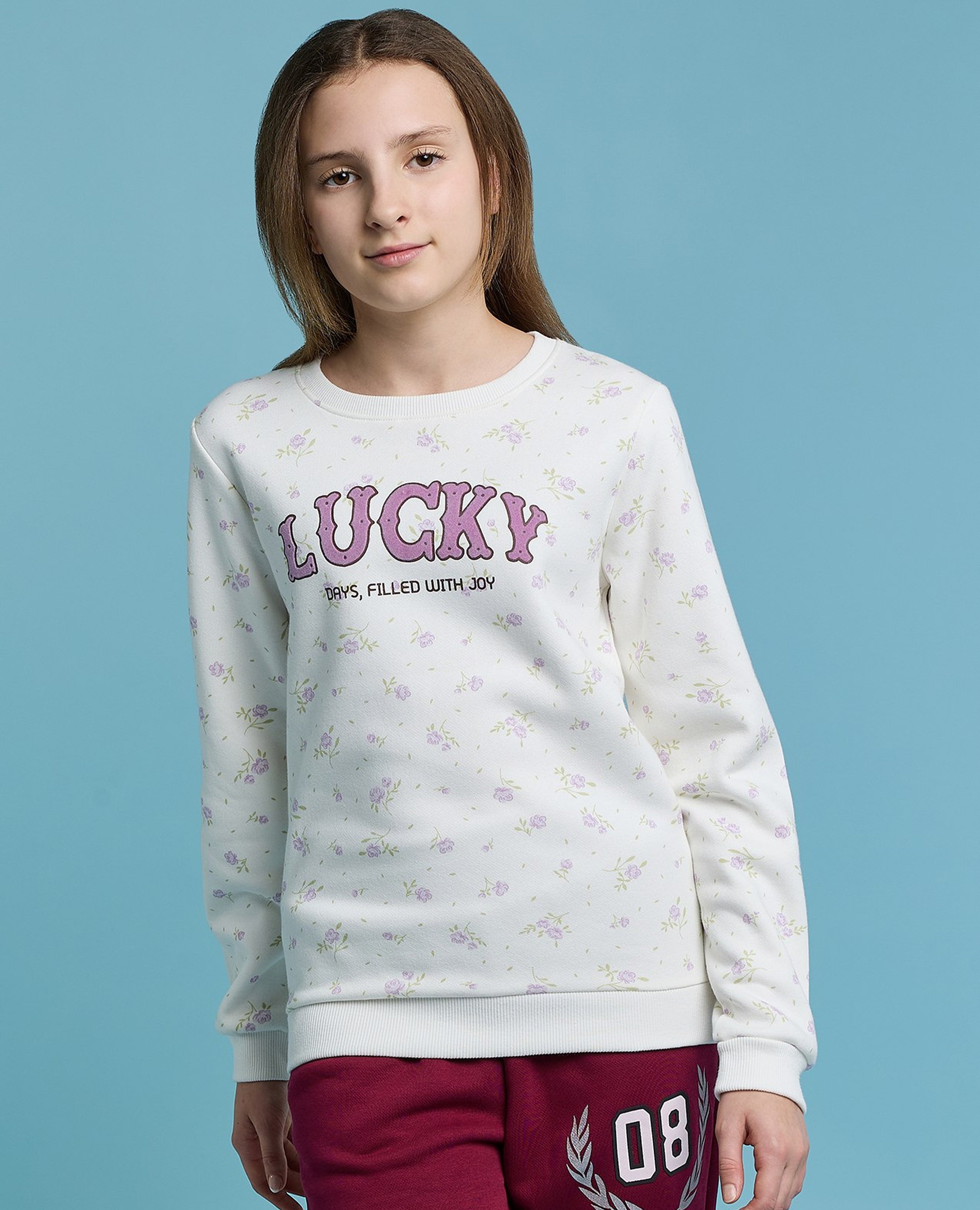 Printed Sweatshirt with Crew Neck and Long Sleeves