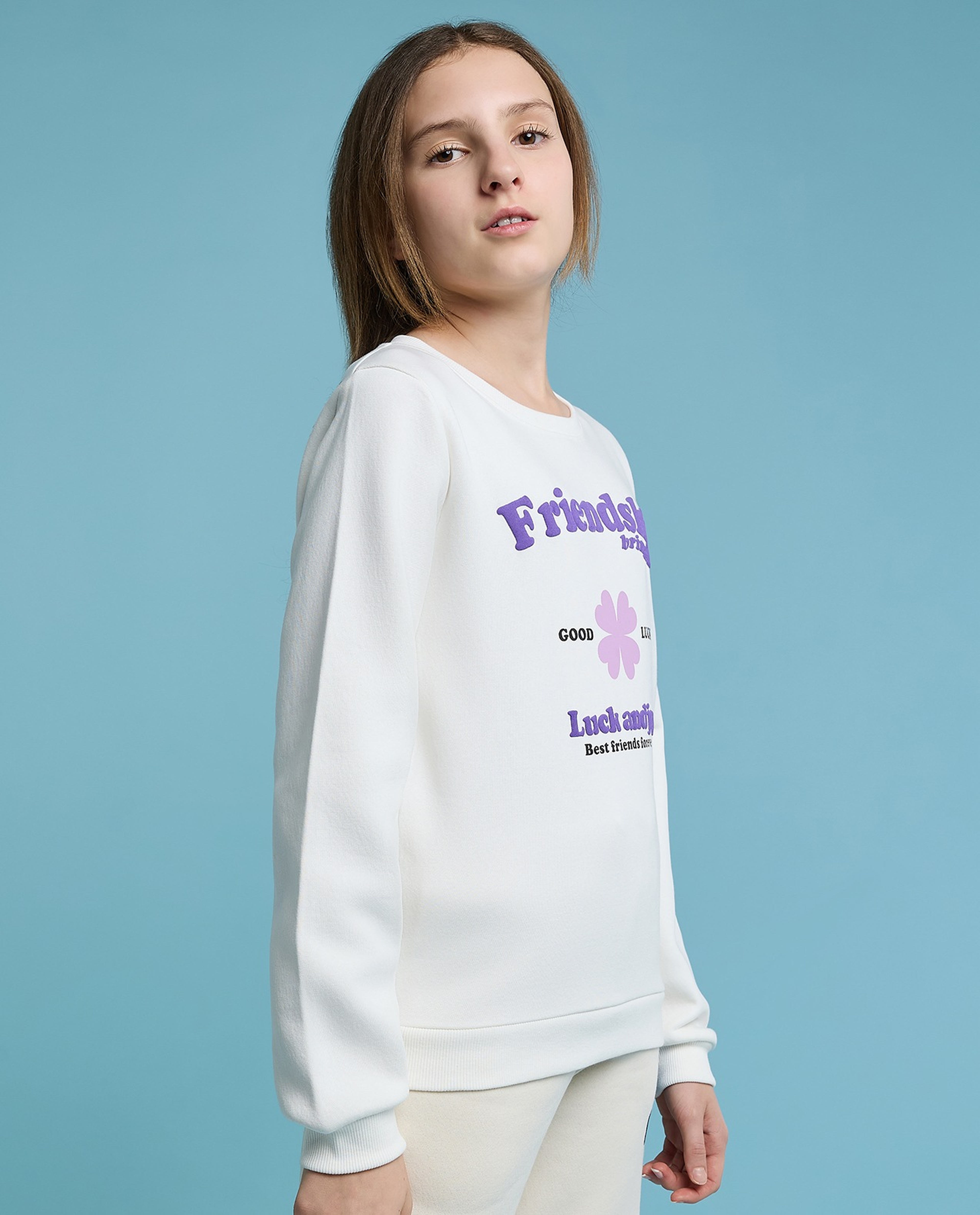 Printed Sweatshirt with Crew Neck and Long Sleeves