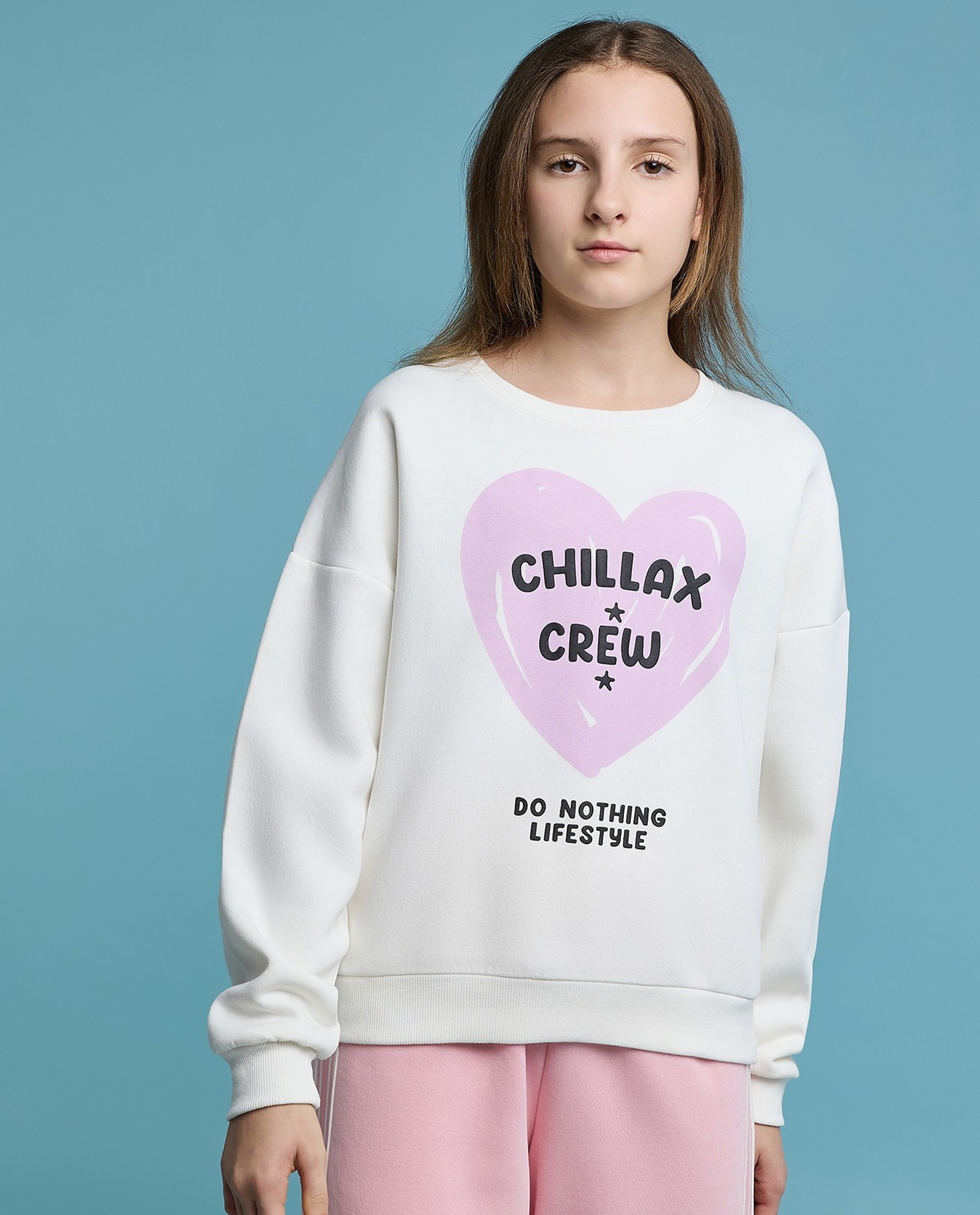 Printed Sweatshirt with Crew Neck and Long Sleeves