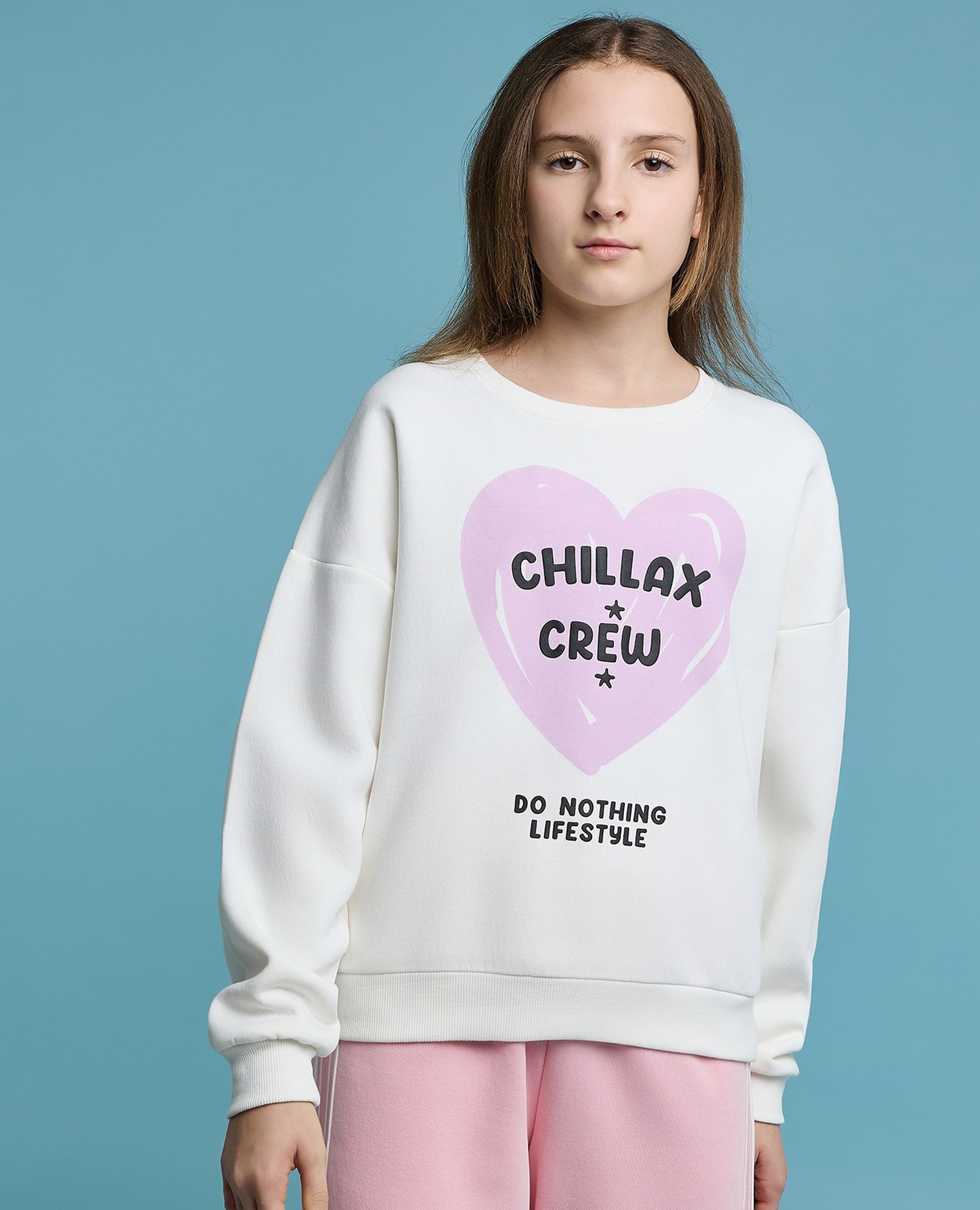 Printed Sweatshirt with Crew Neck and Long Sleeves