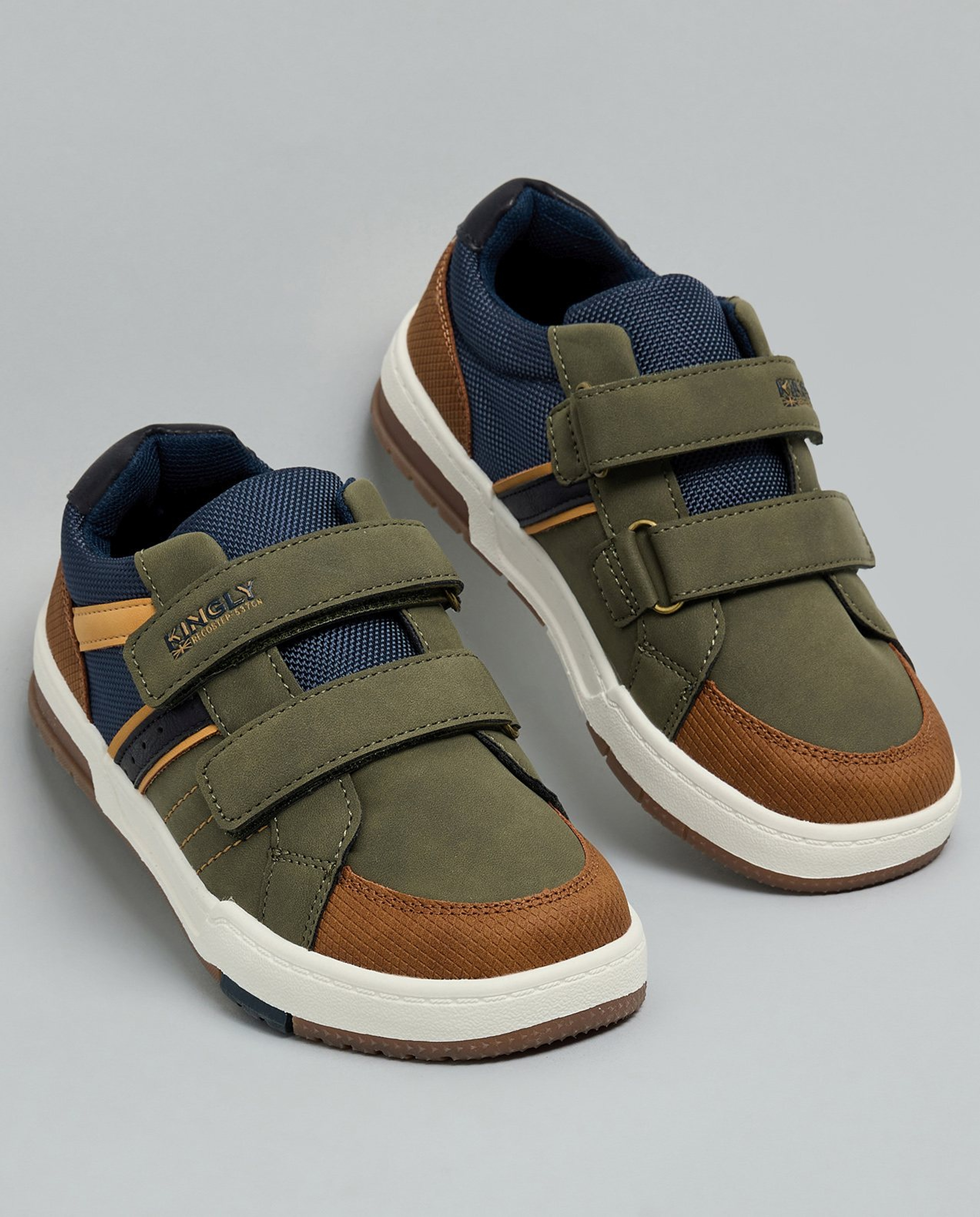 Color Block Velcro Closure Sneakers