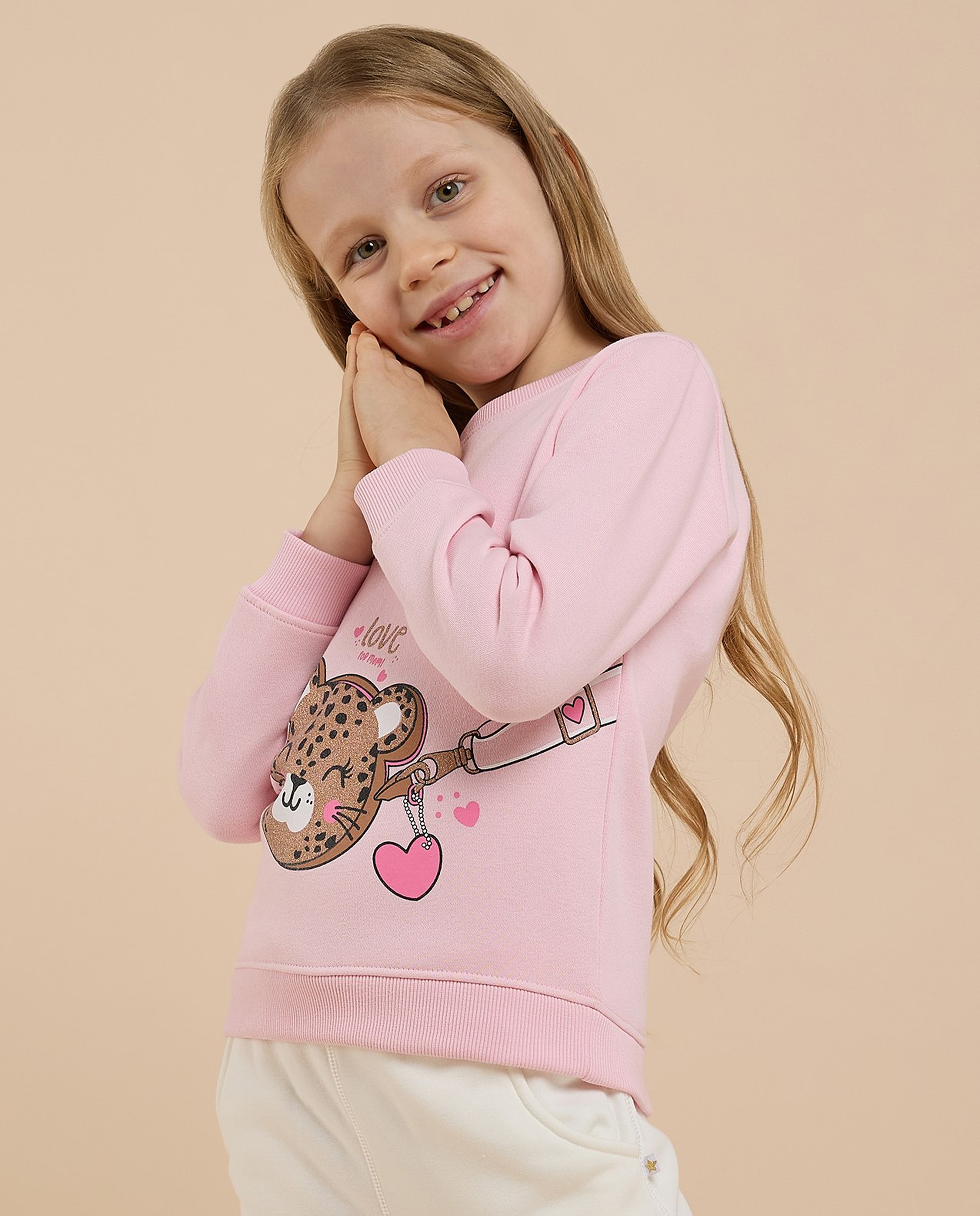 Printed Sweatshirt with Crew Neck and Long Sleeves