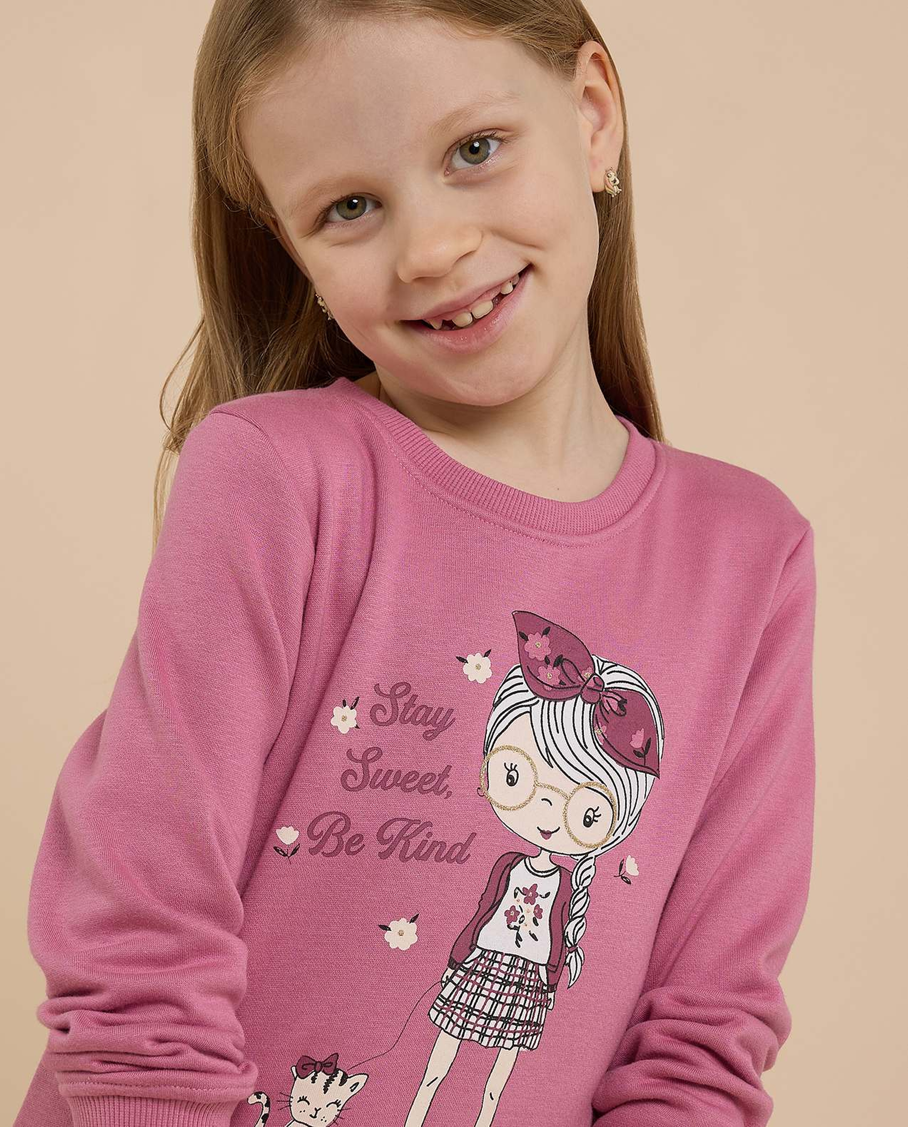 Printed Sweatshirt with Crew Neck and Long Sleeves