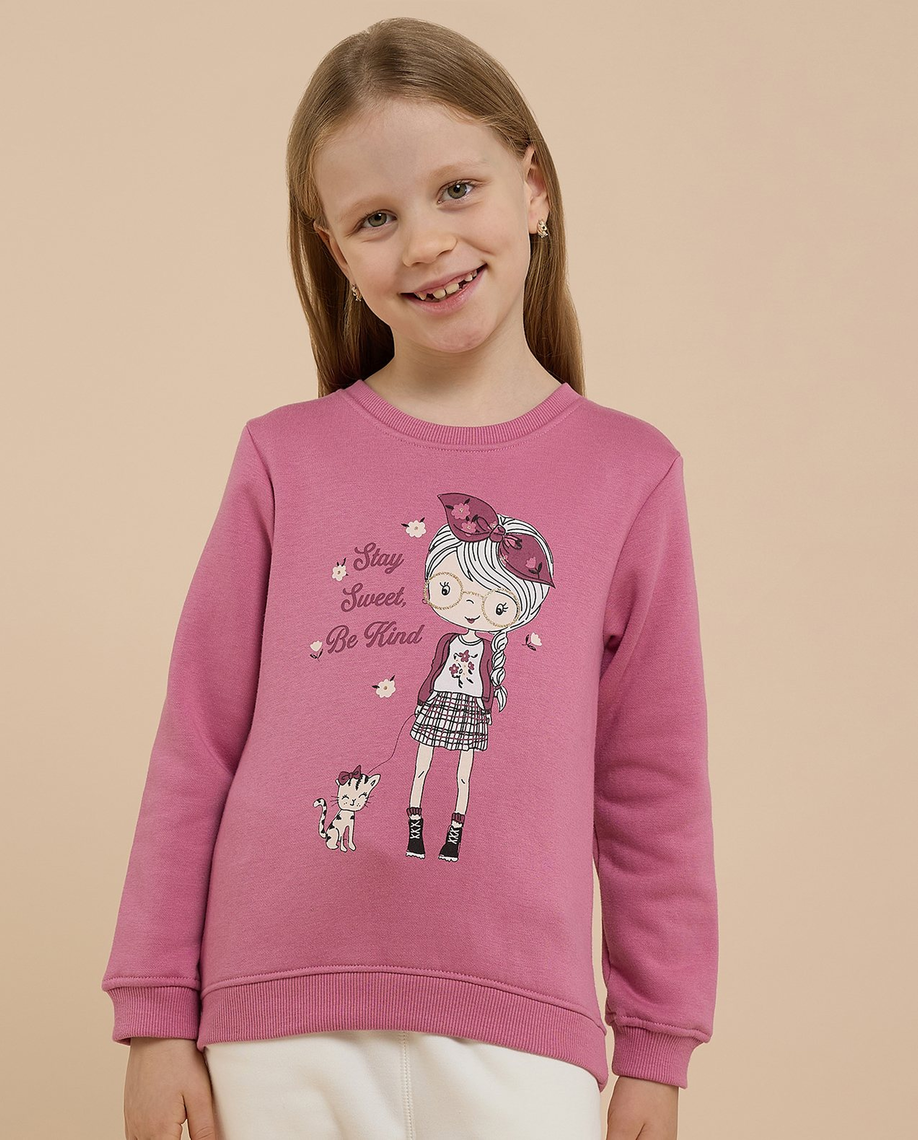 Printed Sweatshirt with Crew Neck and Long Sleeves