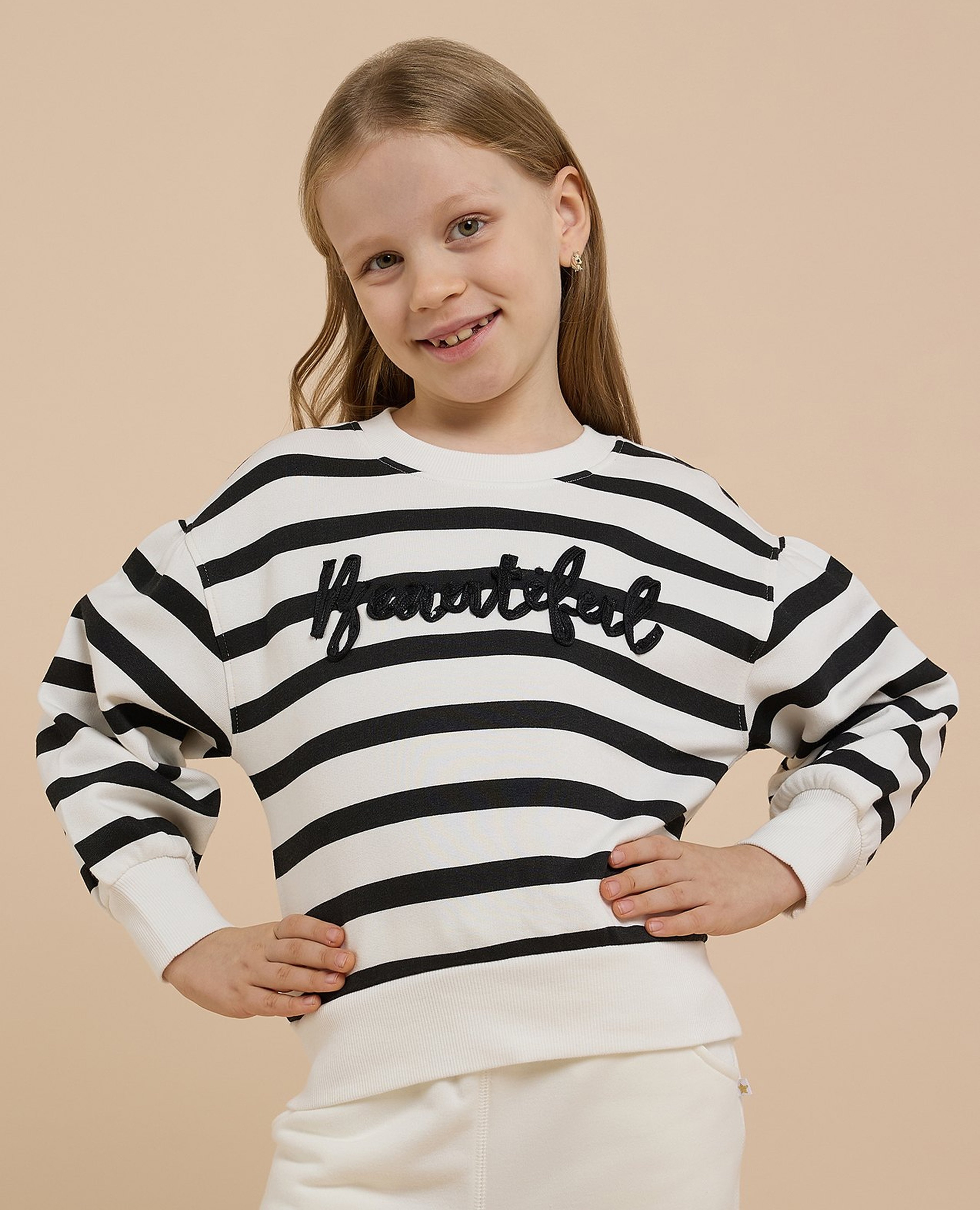 Striped Sweatshirt with Crew Neck and Long Sleeves