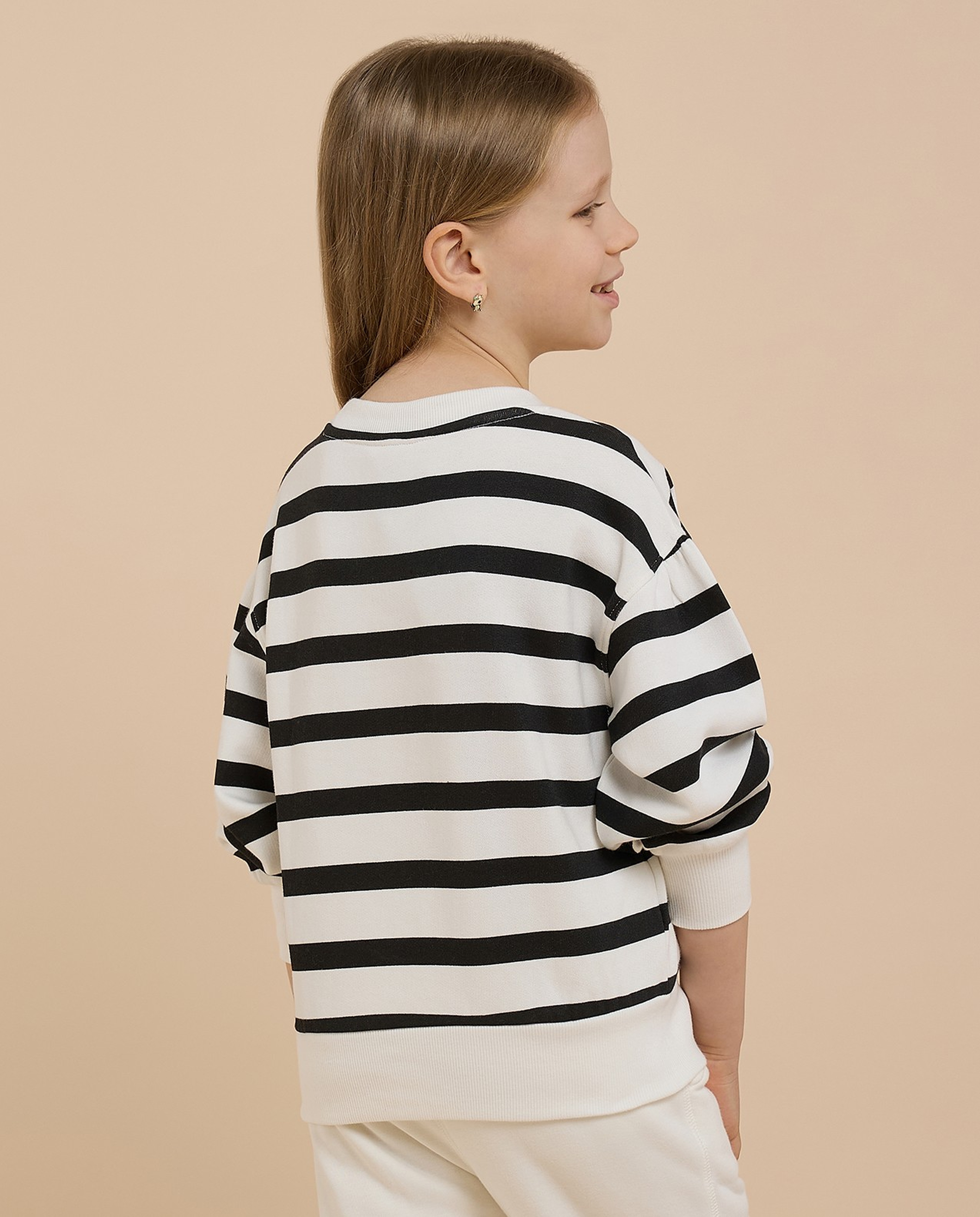 Striped Sweatshirt with Crew Neck and Long Sleeves