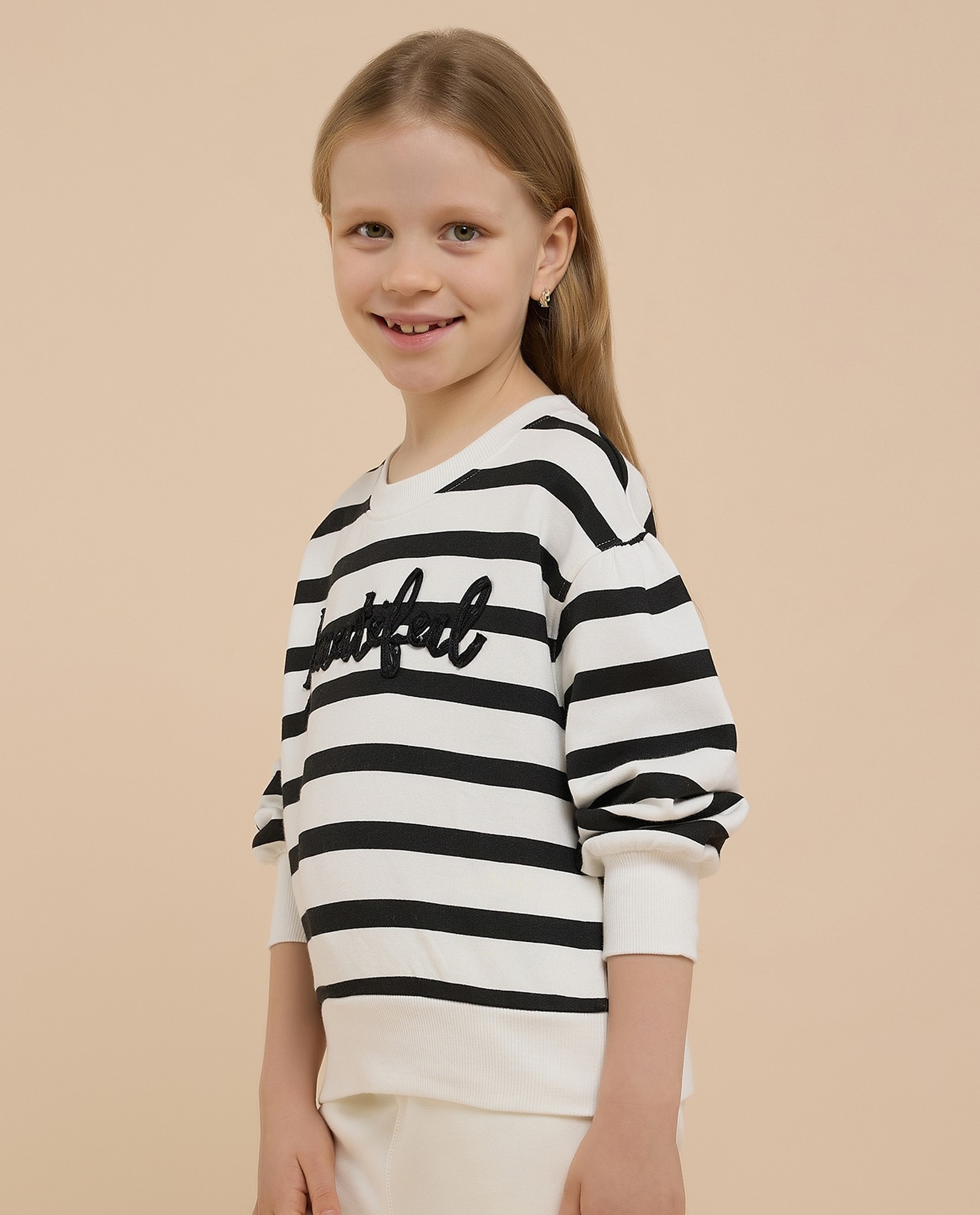 Striped Sweatshirt with Crew Neck and Long Sleeves