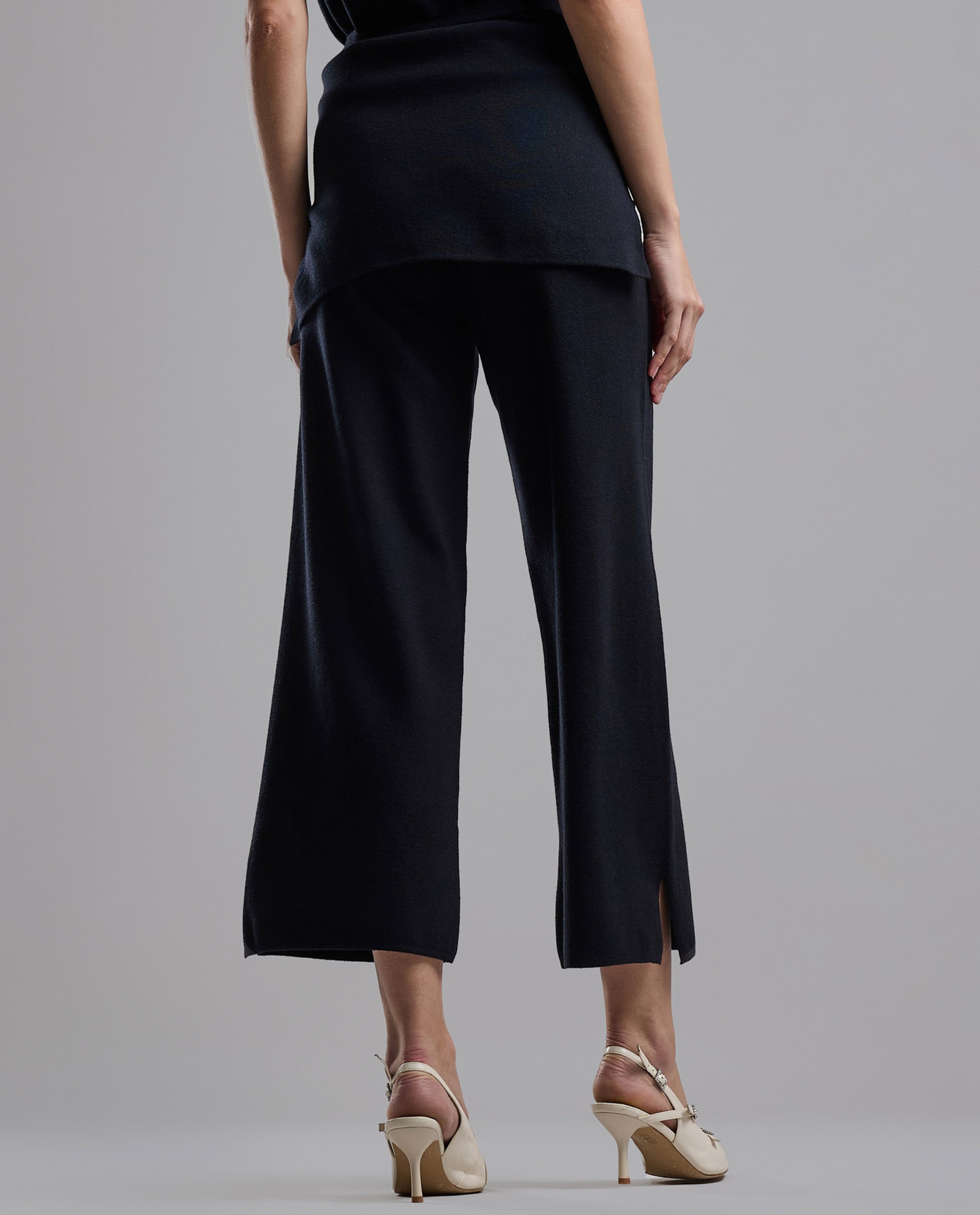 Textured Wide Leg Pants with Elastic Waist