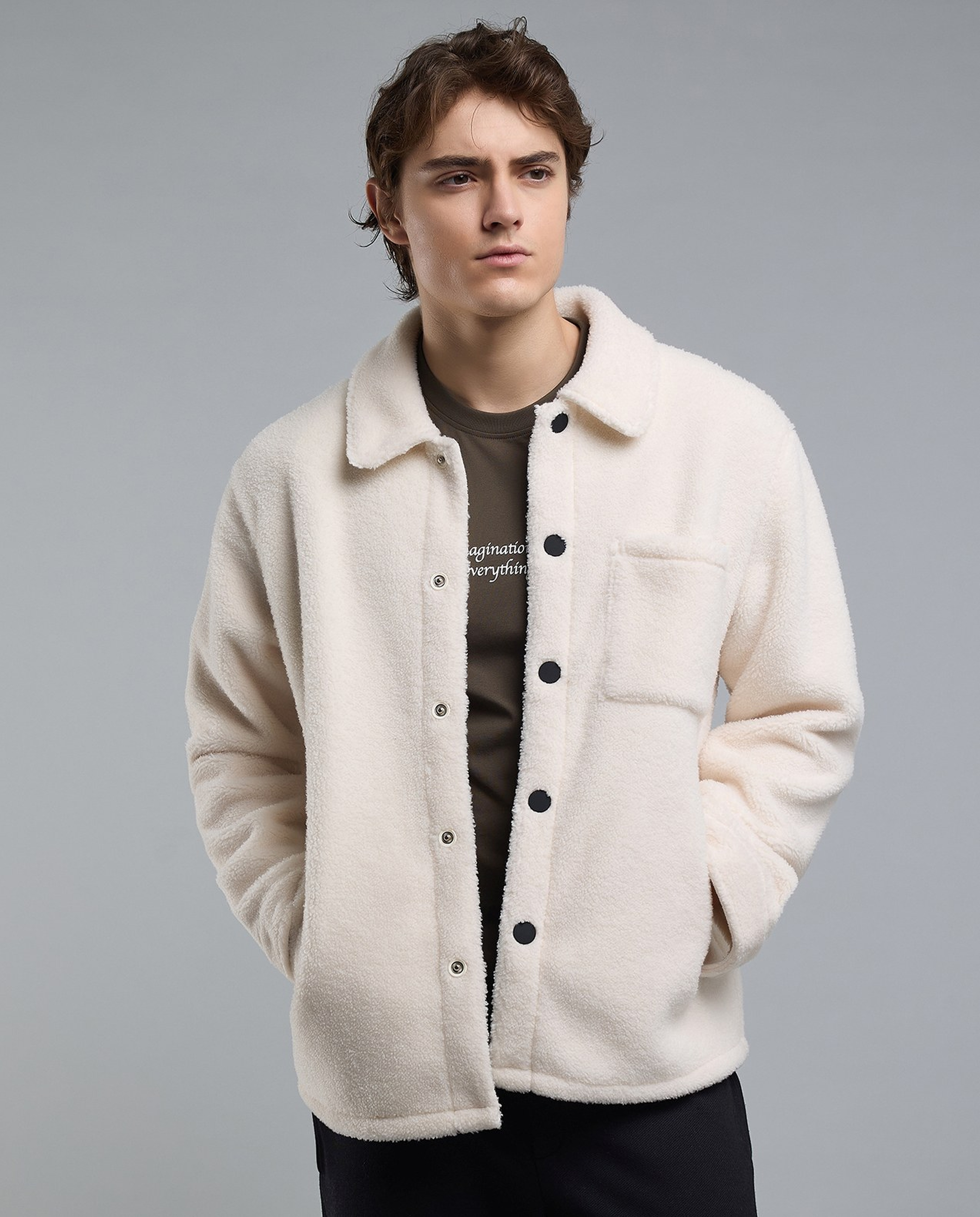 Sherpa Jacket with Button Closure