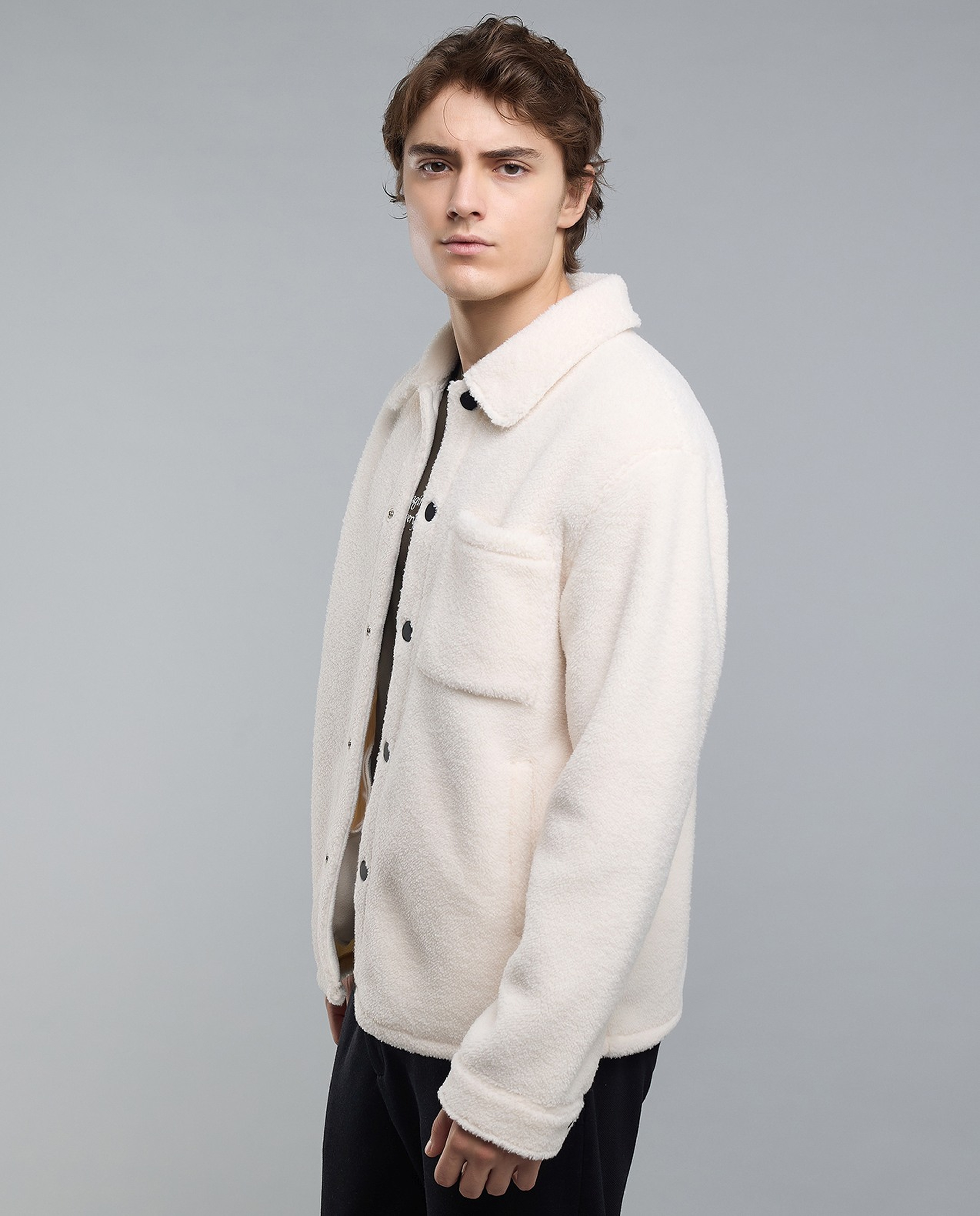 Sherpa Jacket with Button Closure