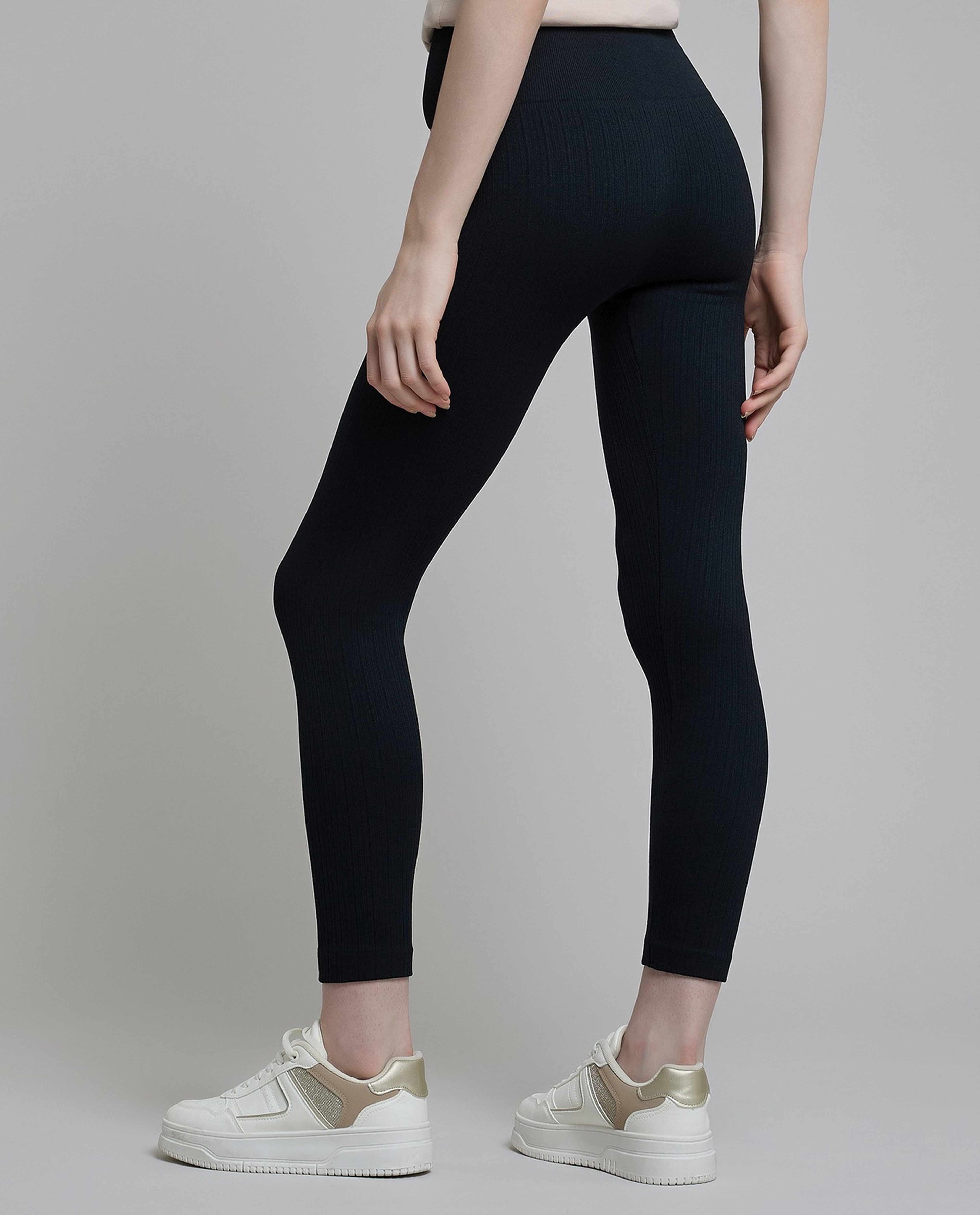 Ribbed Leggings with Elastic Waist