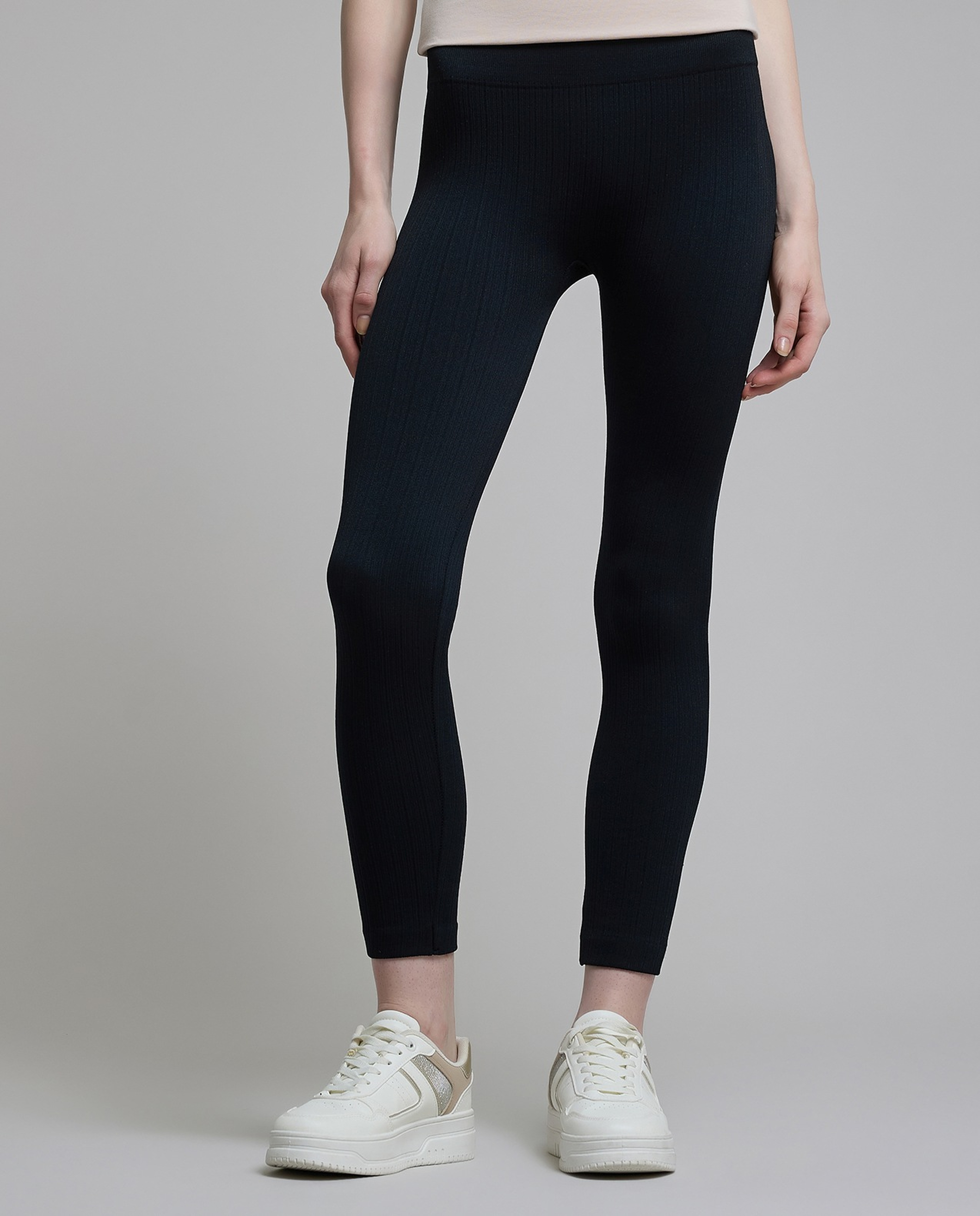 Ribbed Leggings with Elastic Waist
