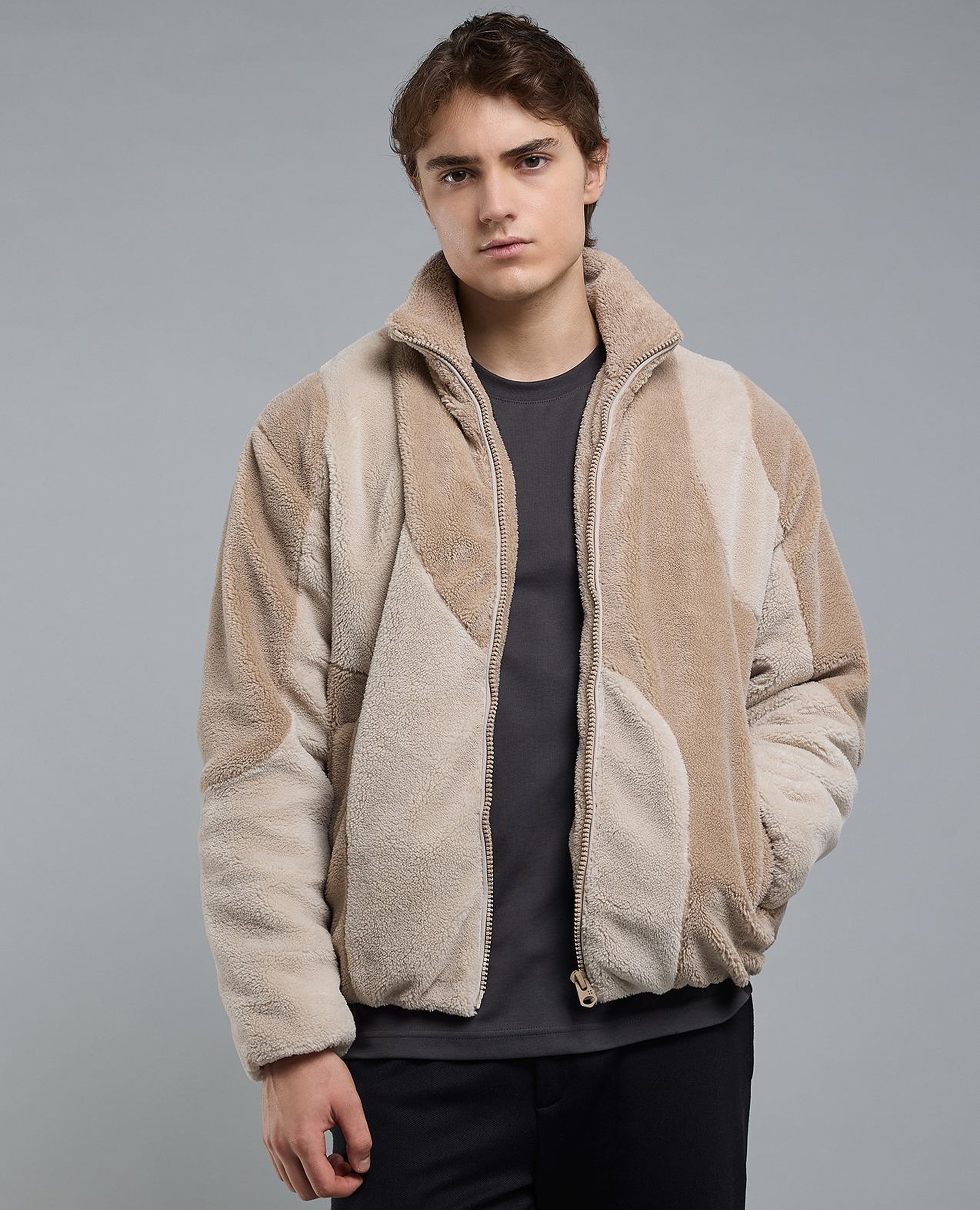 Sherpa Jacket with Button Closure