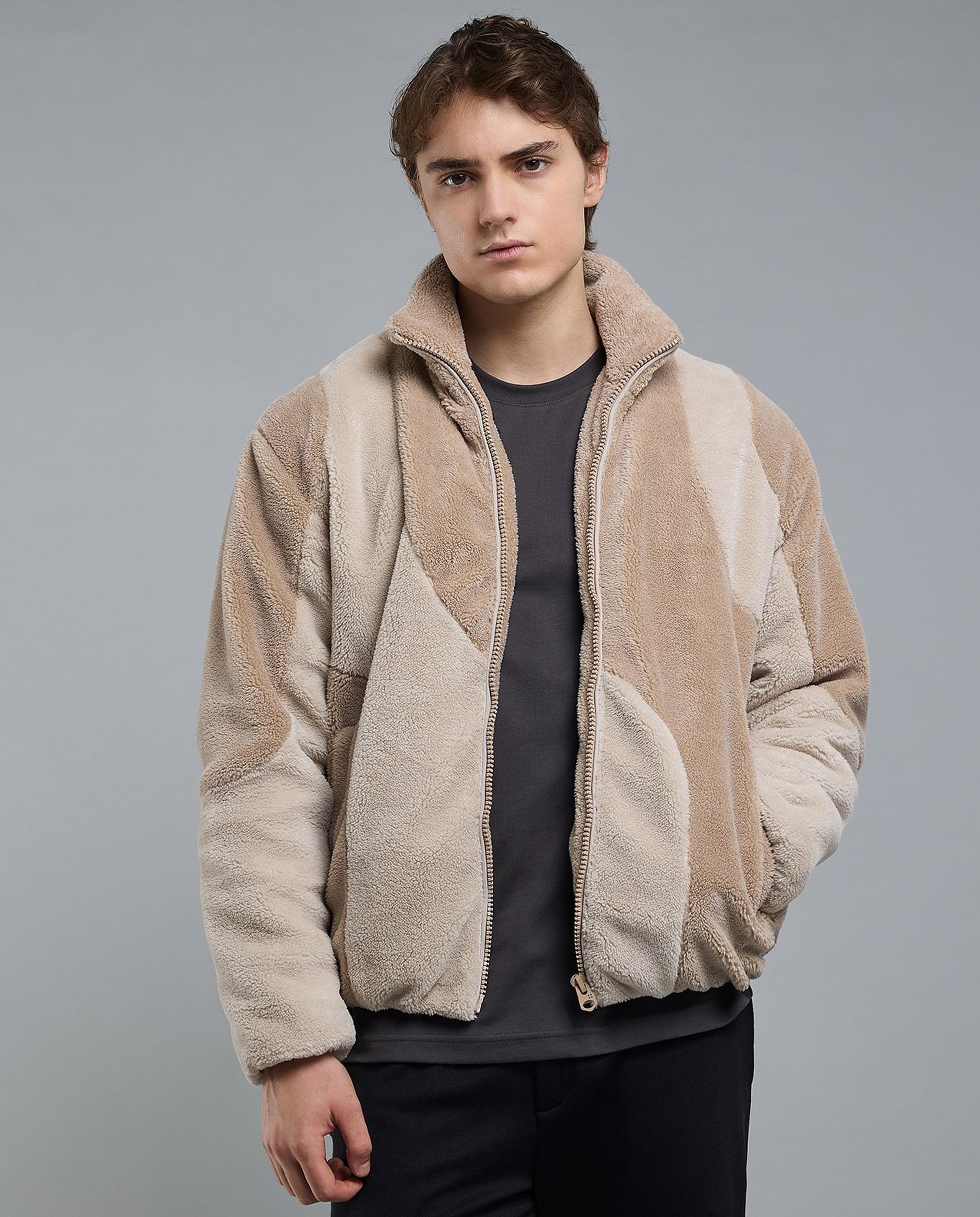 Sherpa Jacket with Button Closure