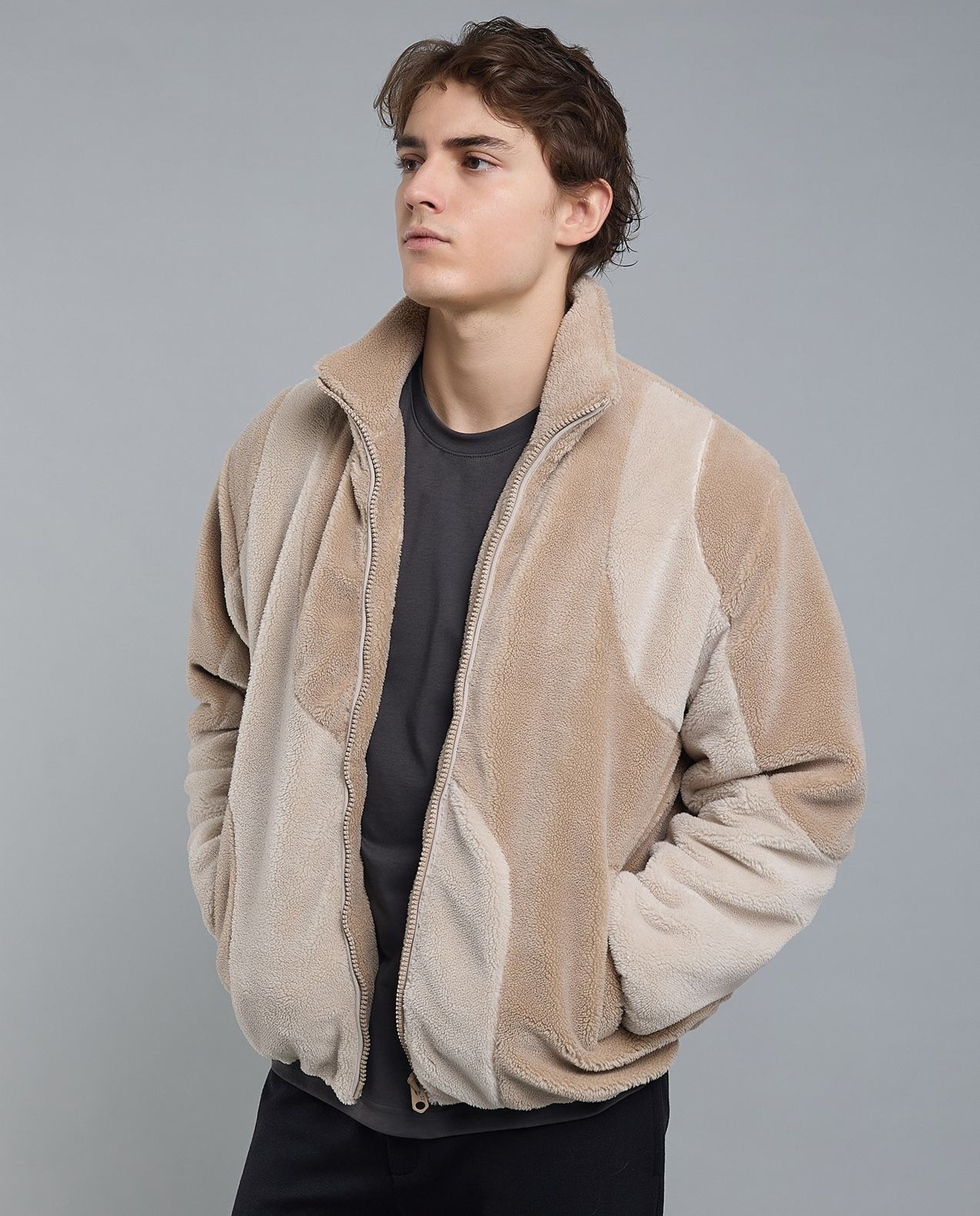 Sherpa Jacket with Button Closure
