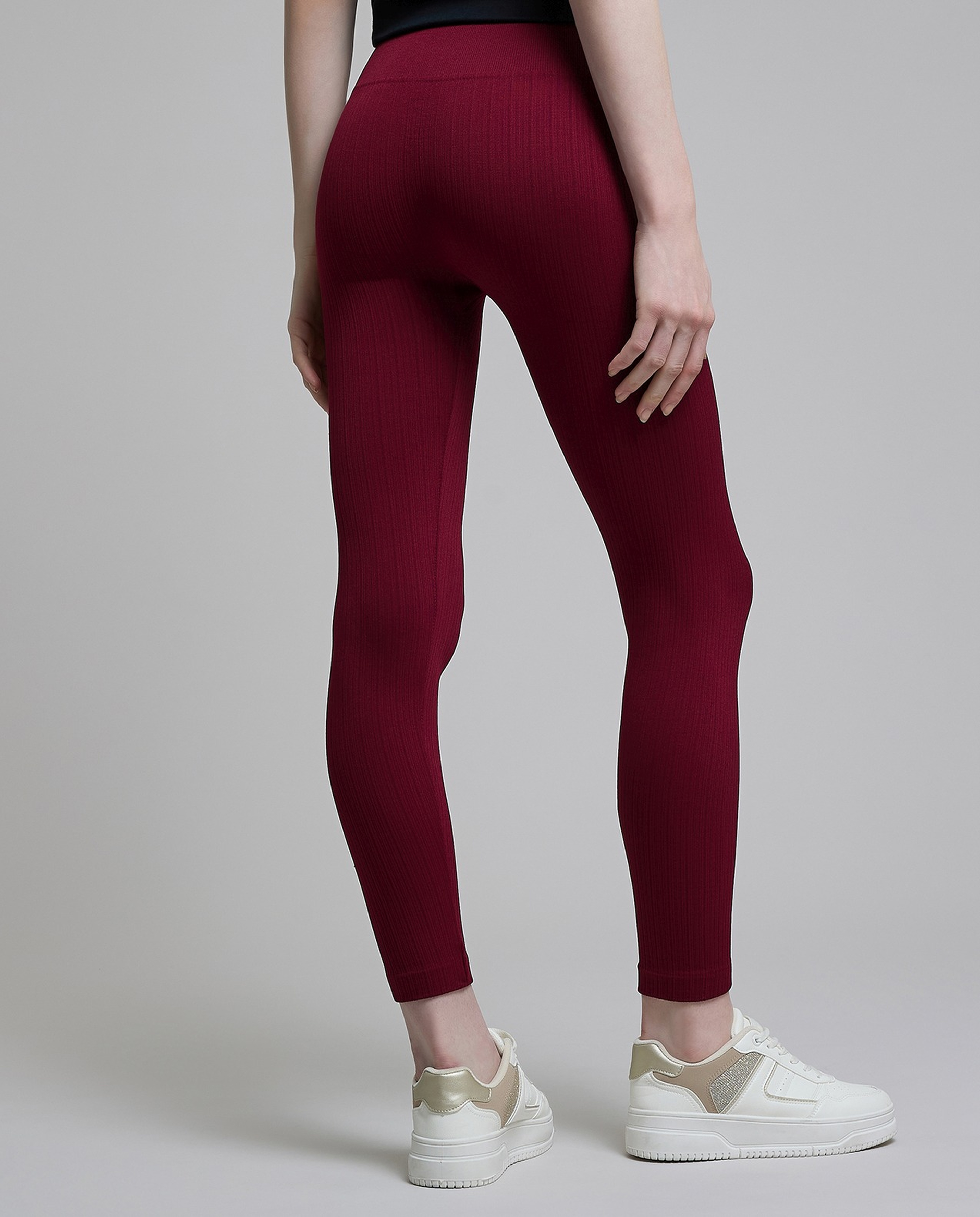 Ribbed Leggings with Elastic Waist