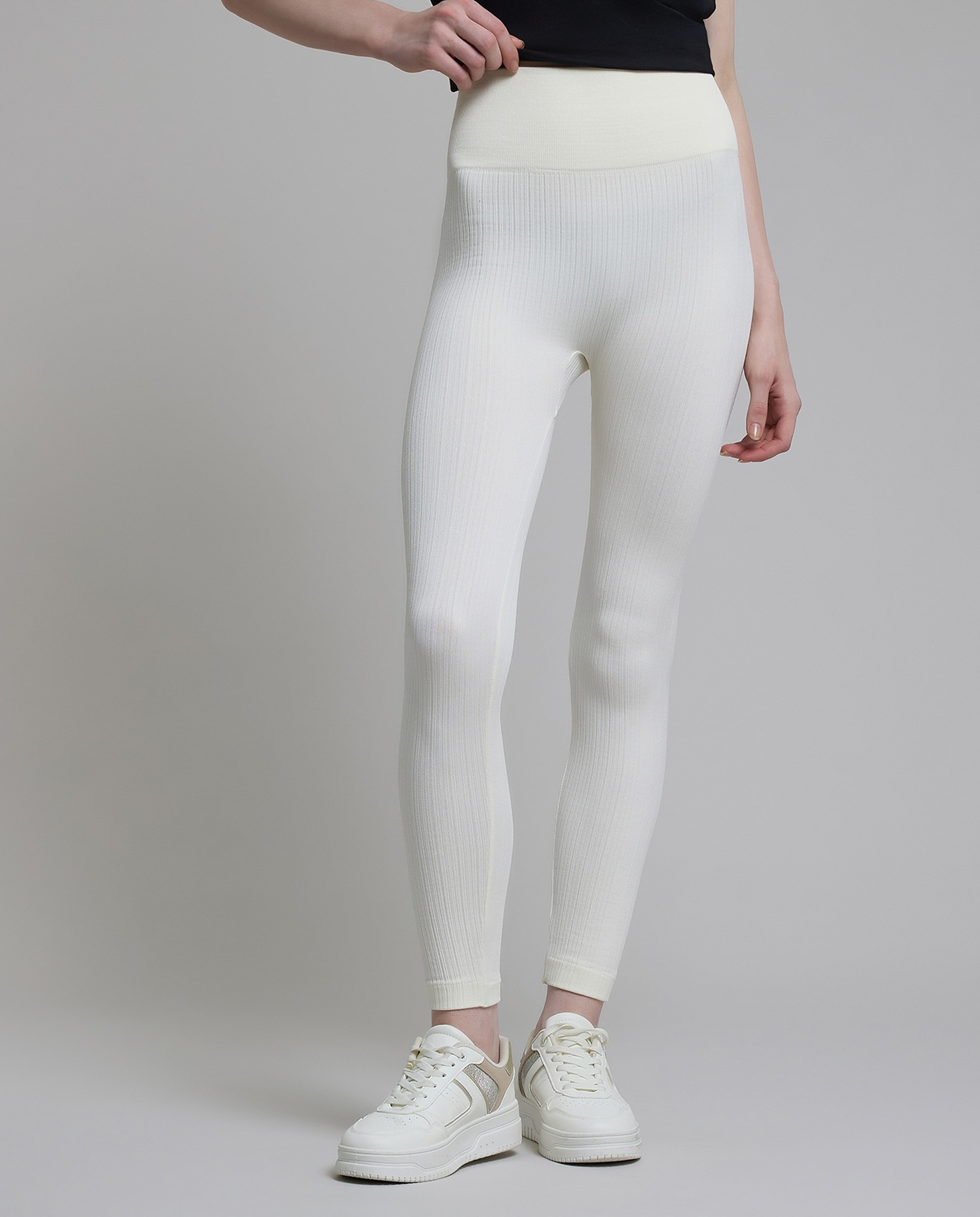 Ribbed Leggings with Elastic Waist