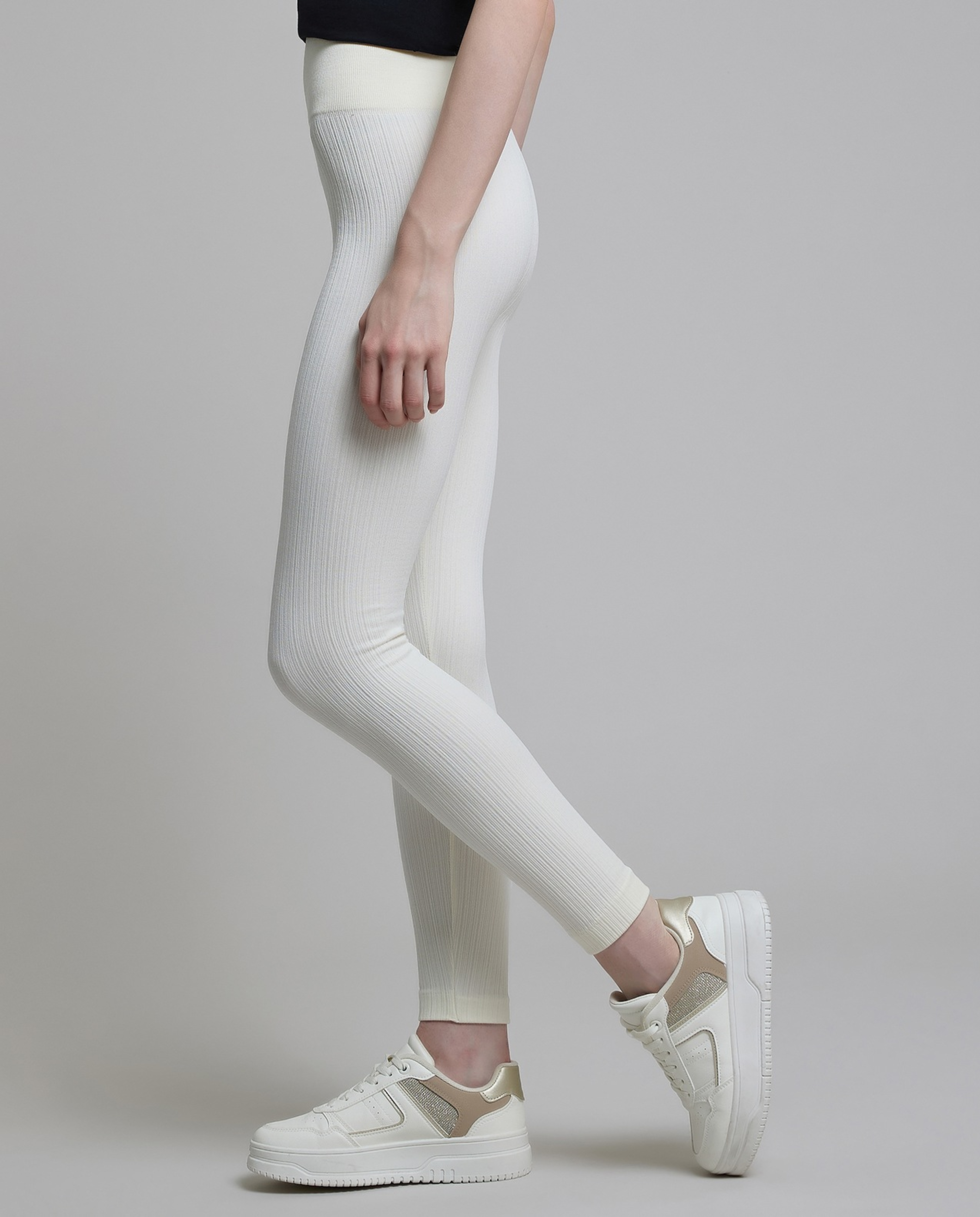 Ribbed Leggings with Elastic Waist