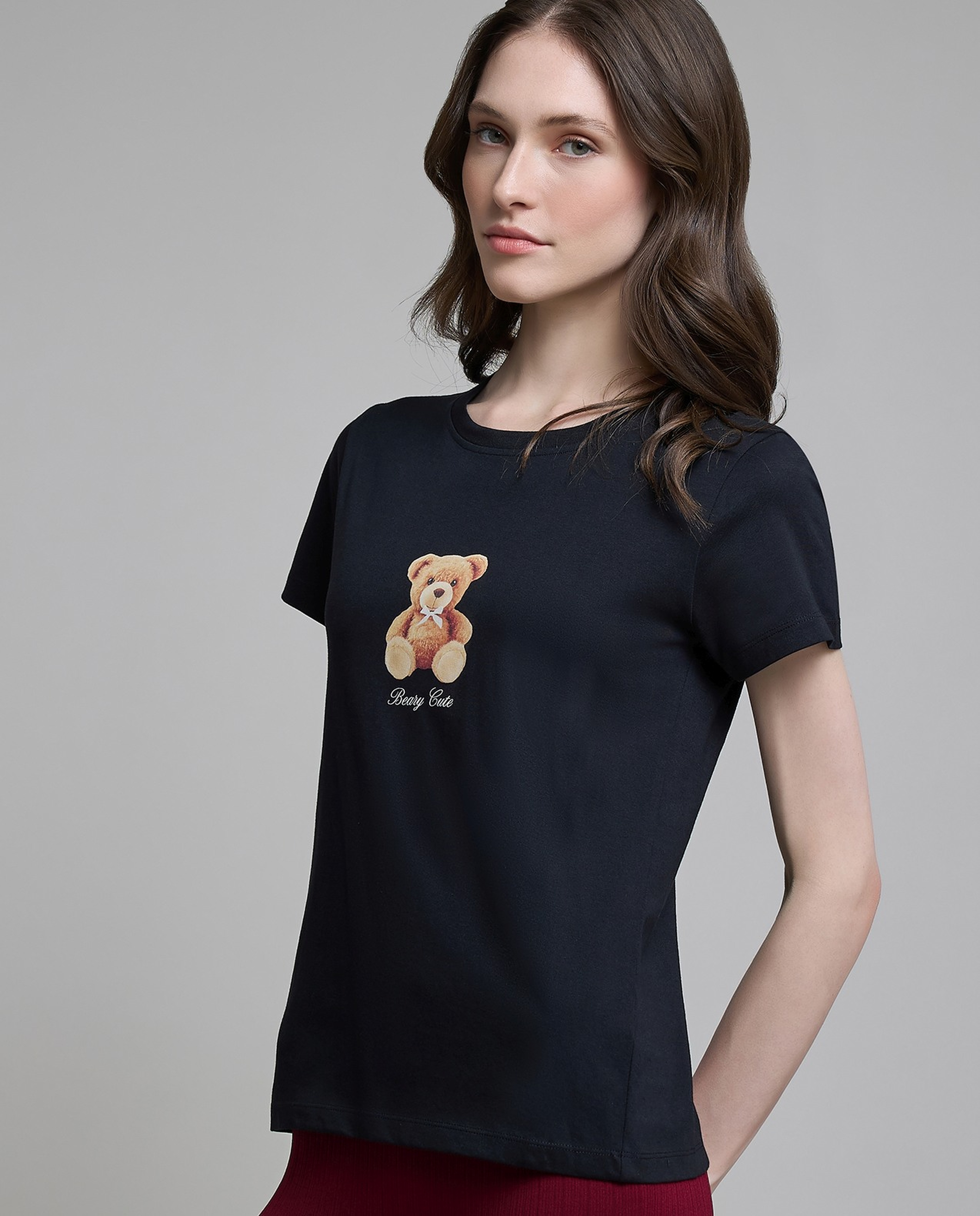Graphic Print T-Shirt with Crew Neck and Short Sleeves