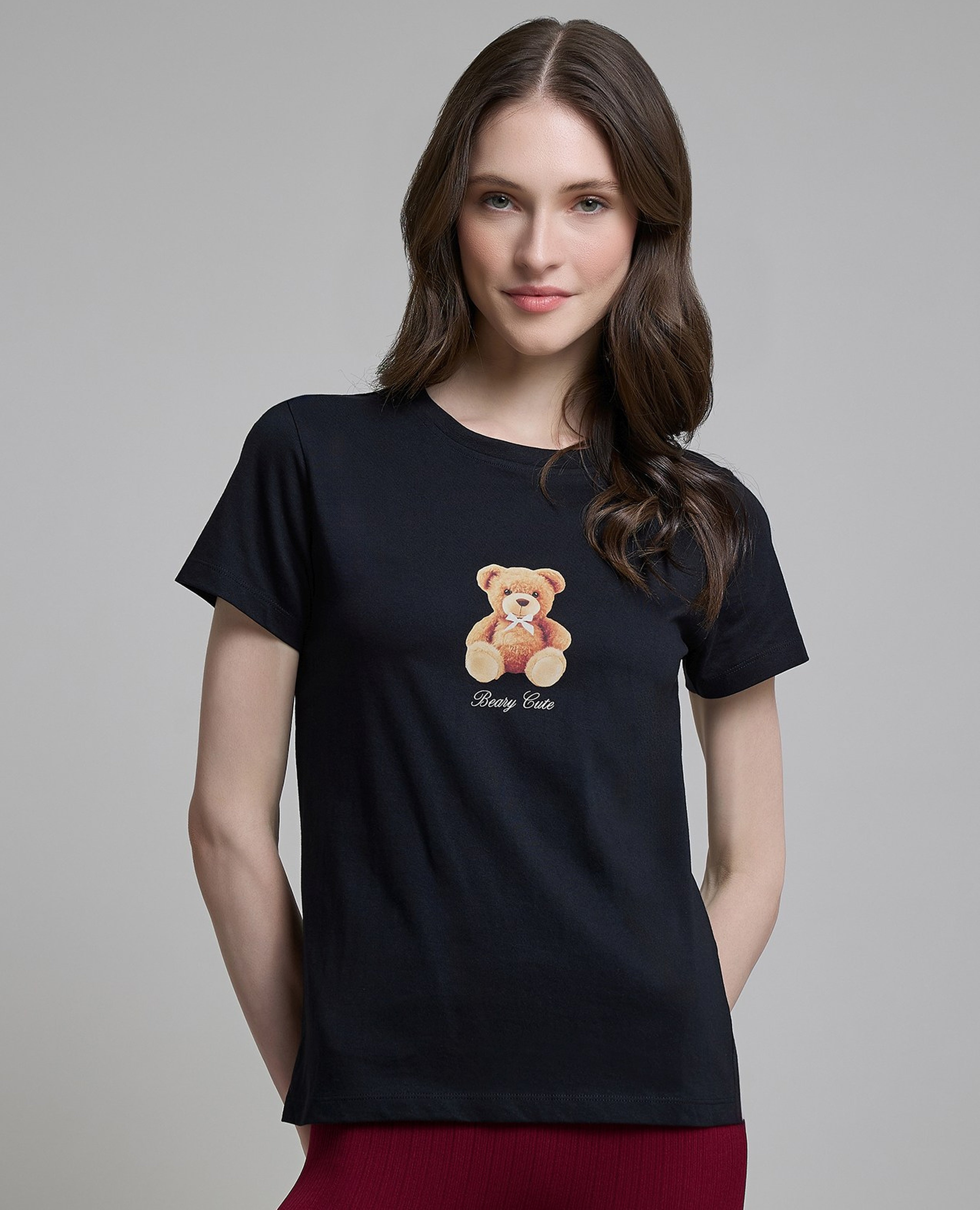 Graphic Print T-Shirt with Crew Neck and Short Sleeves