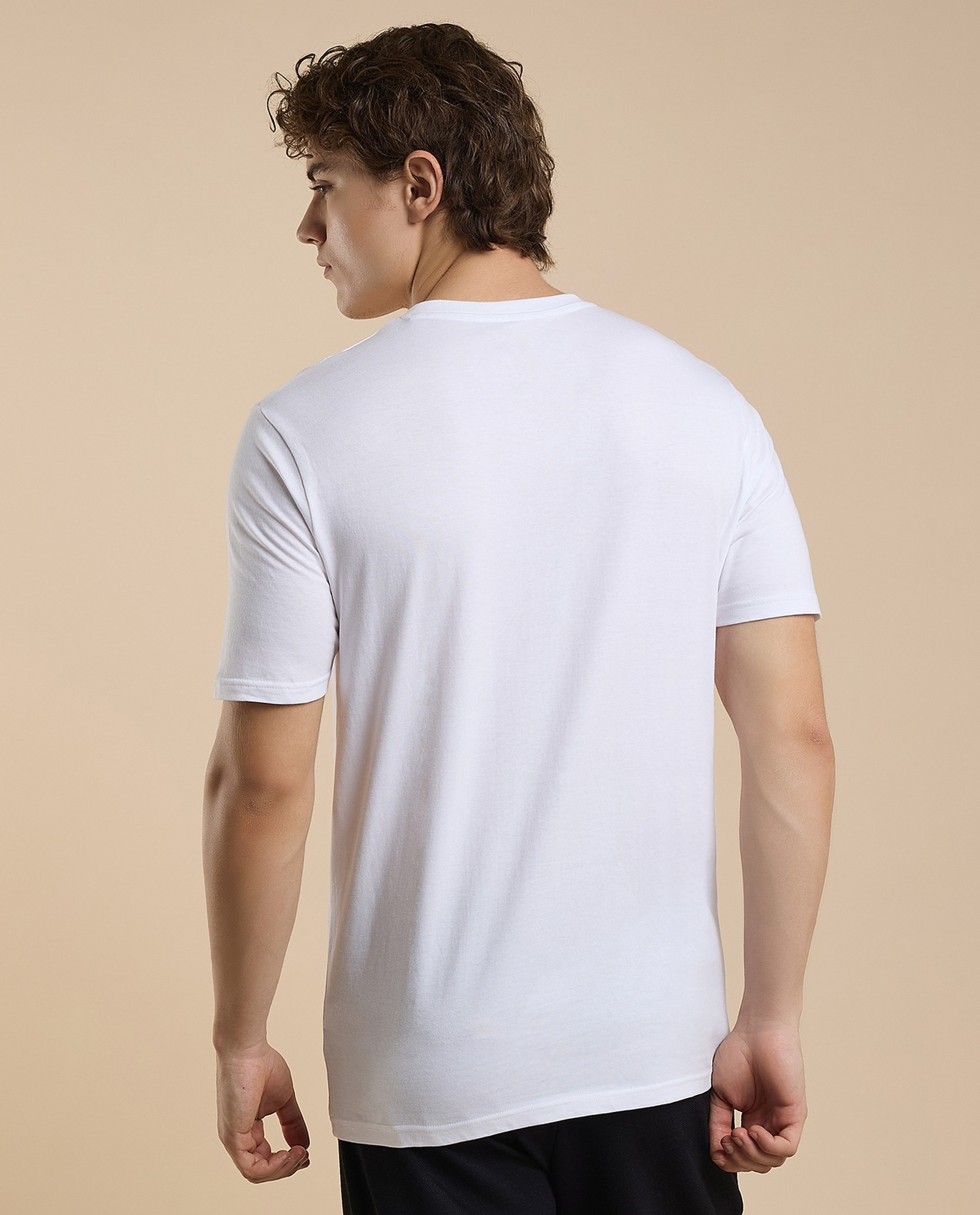 Solid T-Shirt with V-Neck and Short Sleeves