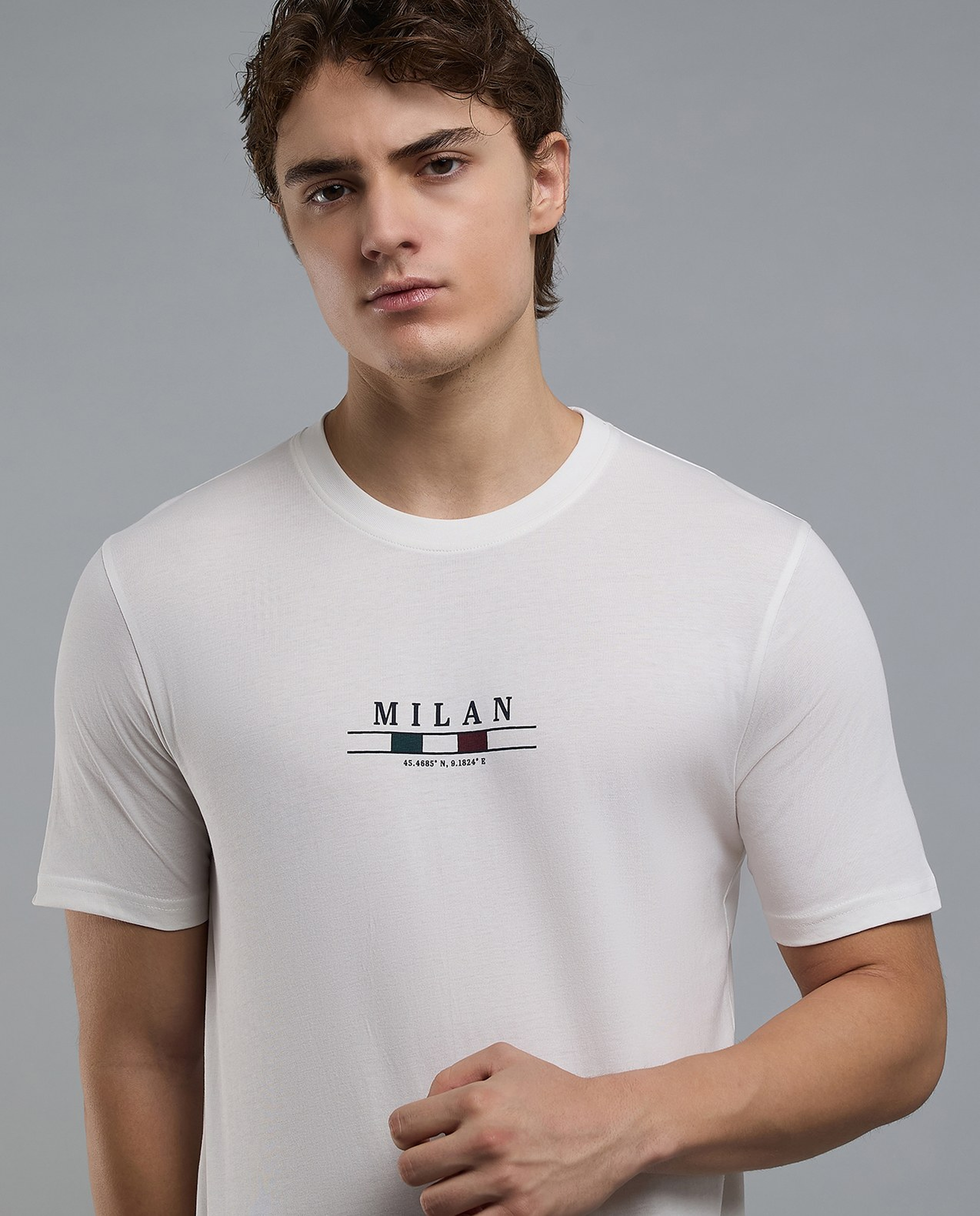 Printed T-Shirt with Crew Neck and Short Sleeves