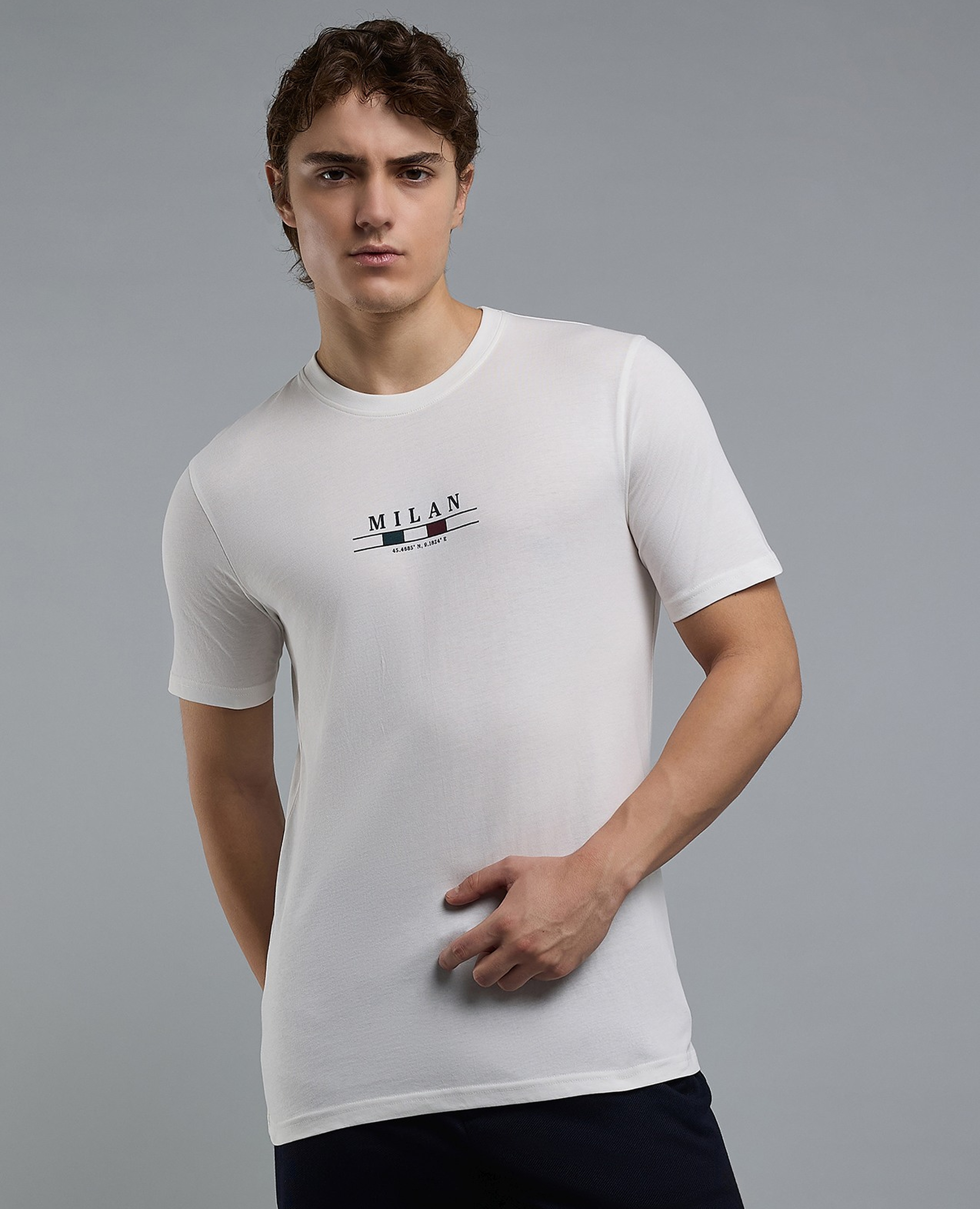 Printed T-Shirt with Crew Neck and Short Sleeves