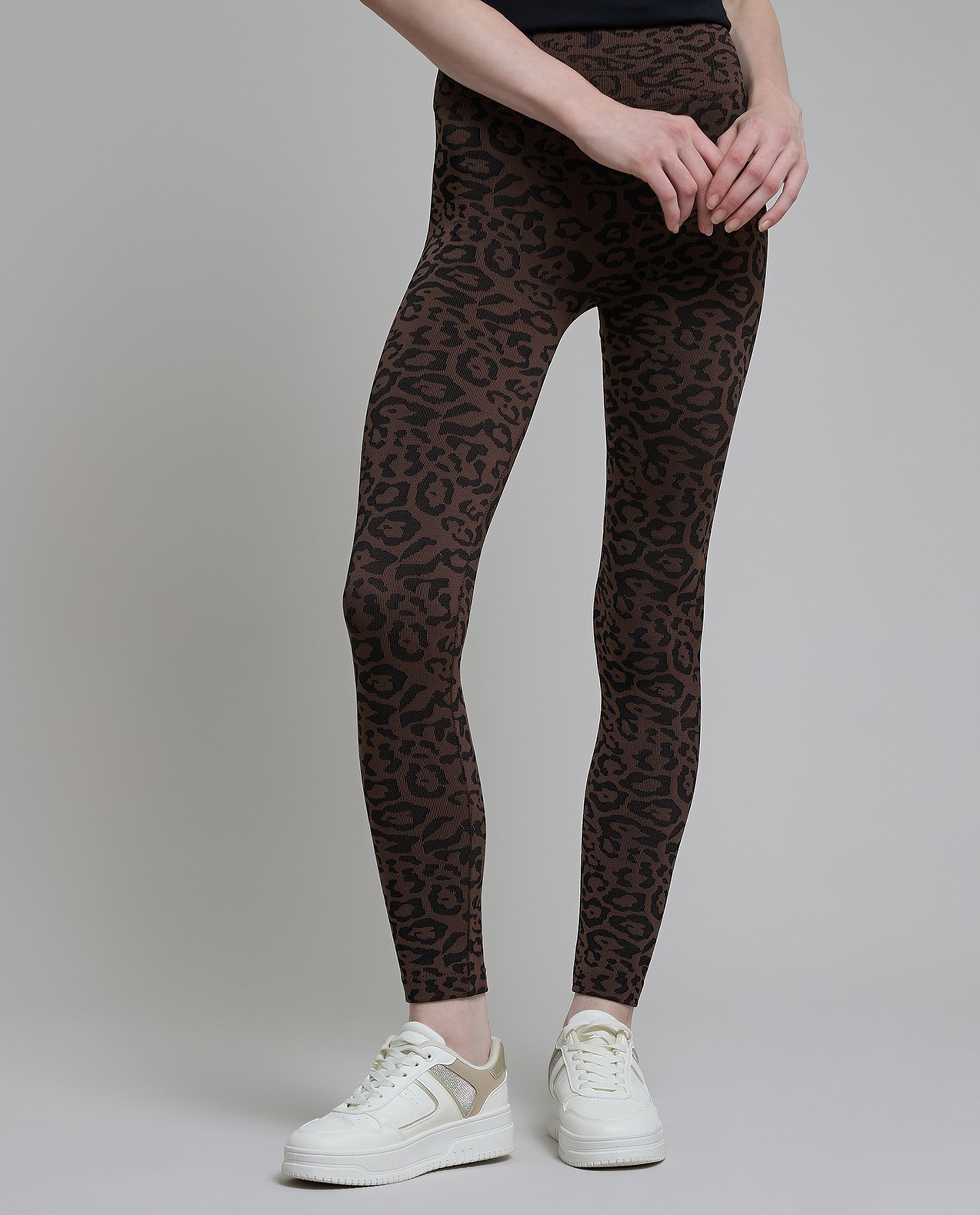 Animal Patterned Leggings with Elastic Waist