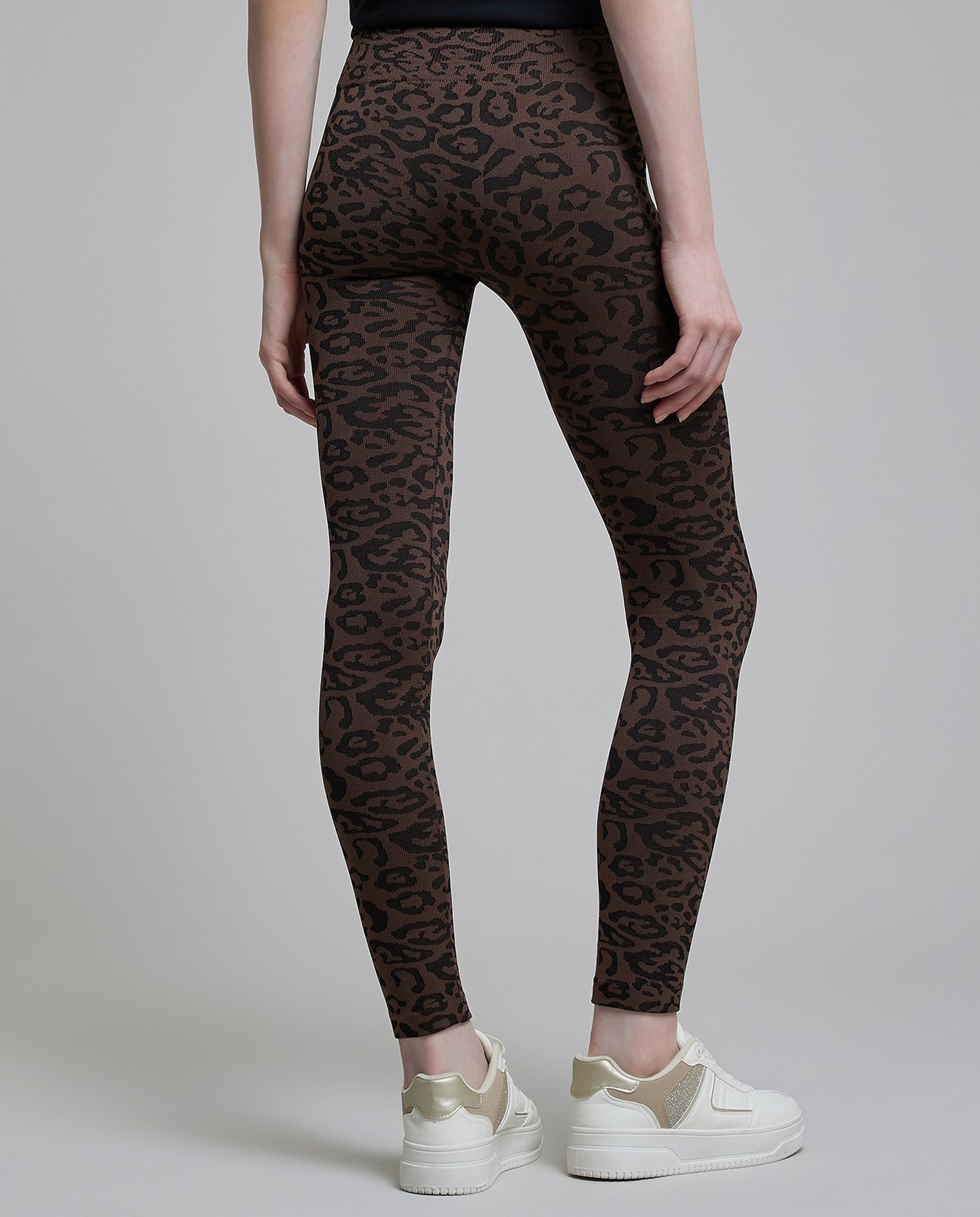 Animal Patterned Leggings with Elastic Waist