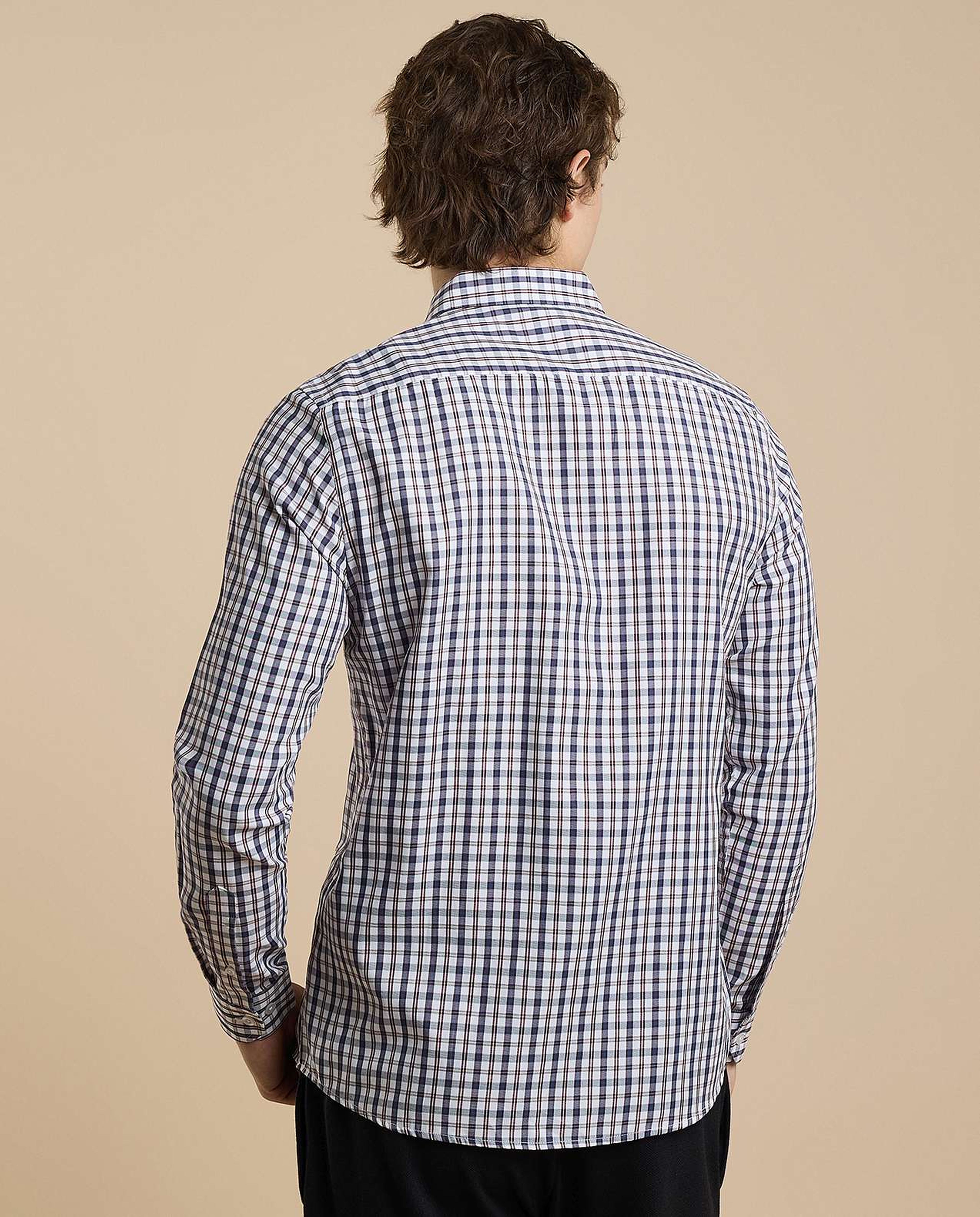 Plaid Shirt with Classic Collar and Long Sleeves